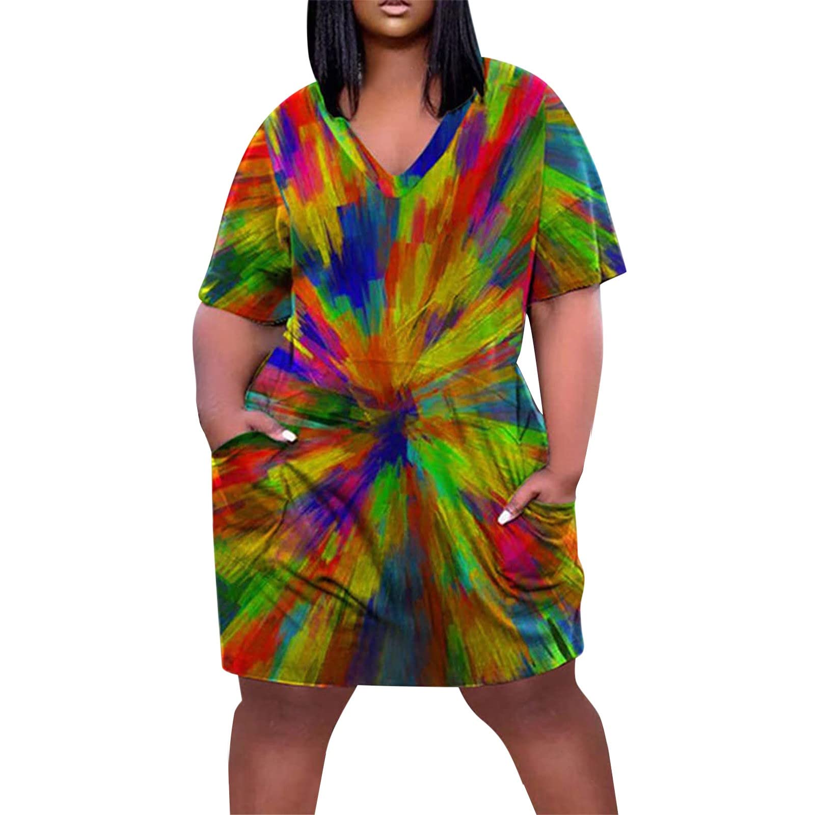 2024 Women's Summer Midi Dresses - Casual Plus Size Loose T-Shirt Swing Dress with Short Sleeve | Beach Vacation, Brunch & Everyday Wear