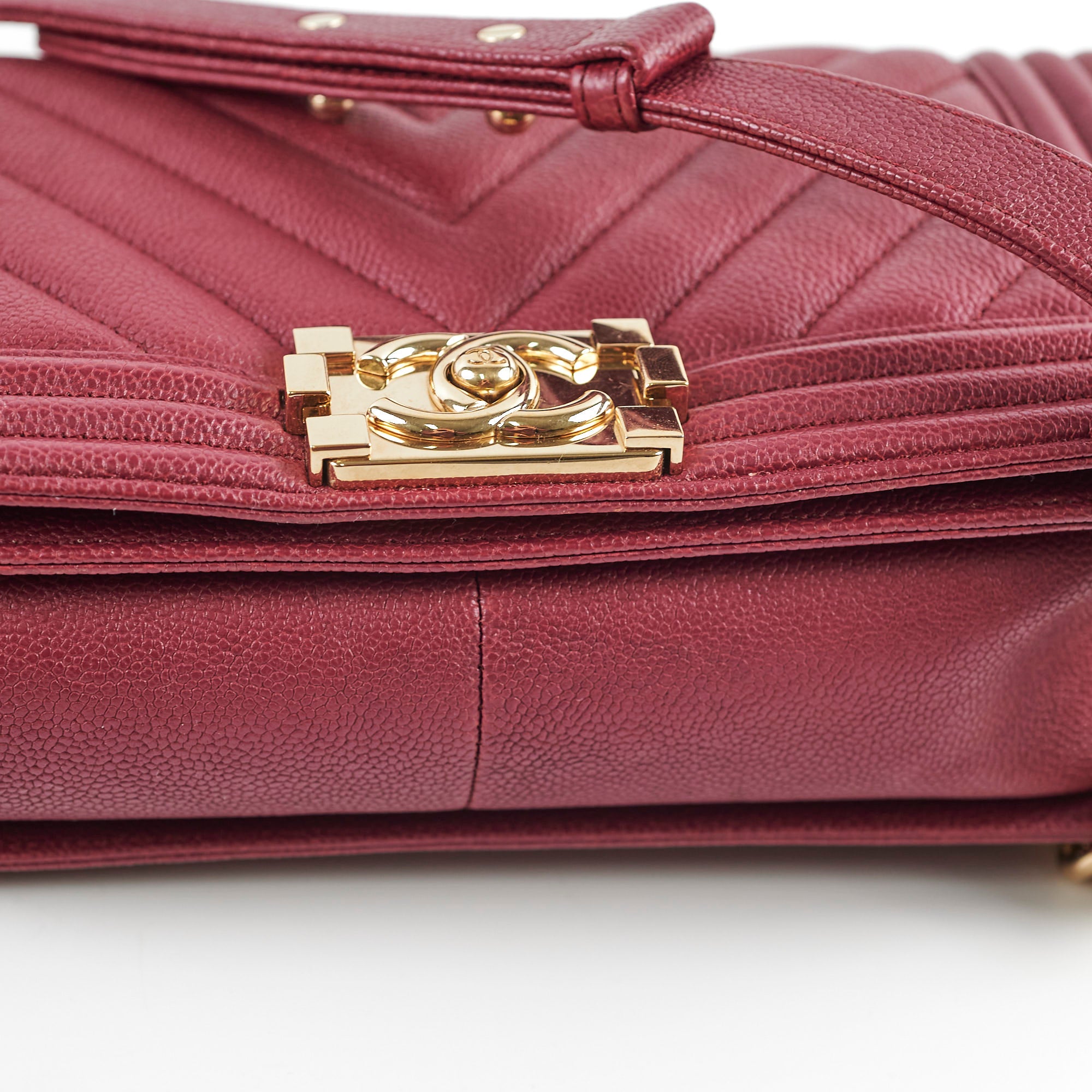 Chanel Caviar Leather Old Medium Boy Bag in Burgundy - Luxury Crossbody Purse for Women, Perfect for Date Nights & Special Occasions