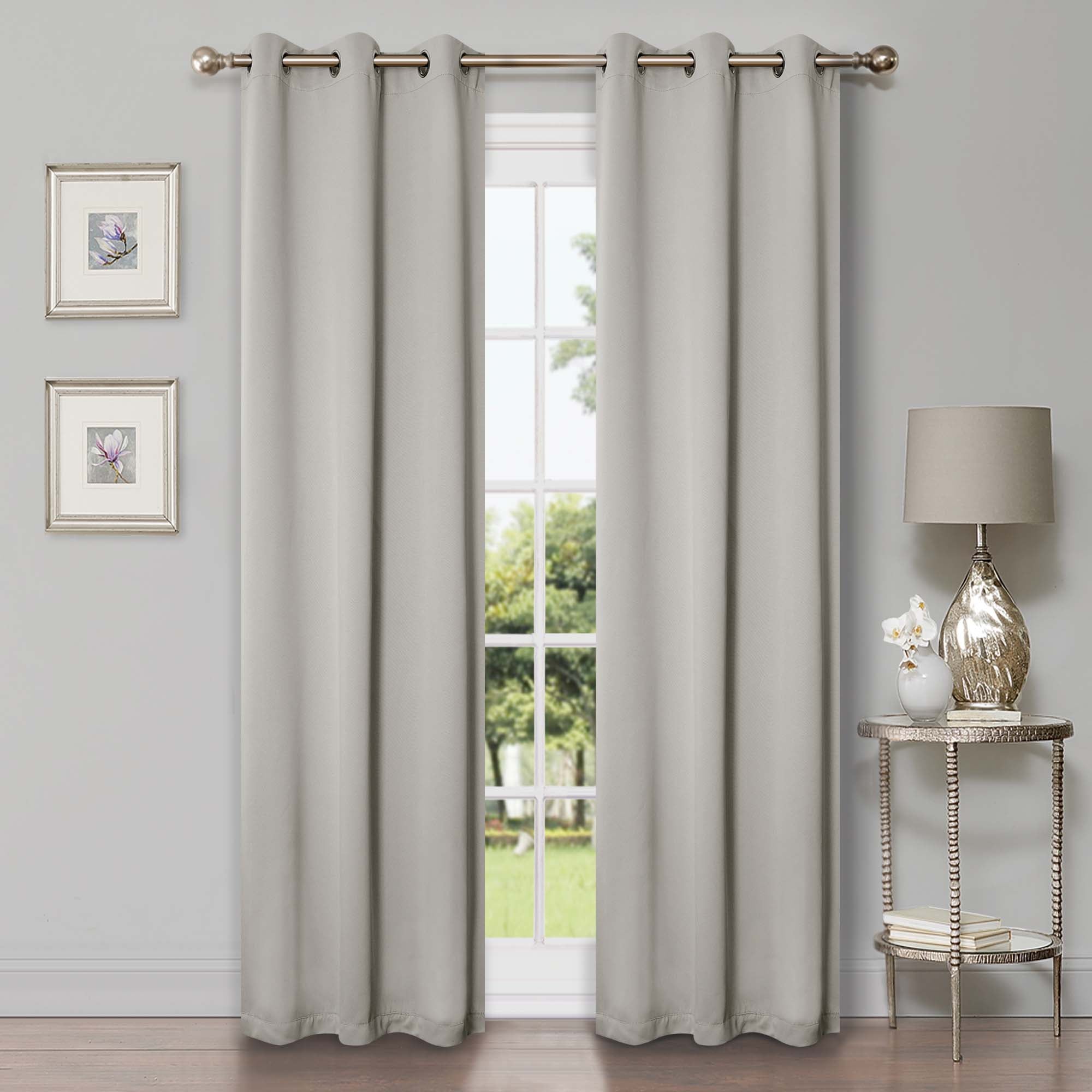 Solid Classic Modern Grommet Blackout Curtain Set - Thermal Insulated Window Drapes for Bedroom & Living Room - Noise Reducing Room Darkening Curtains for Better Sleep
