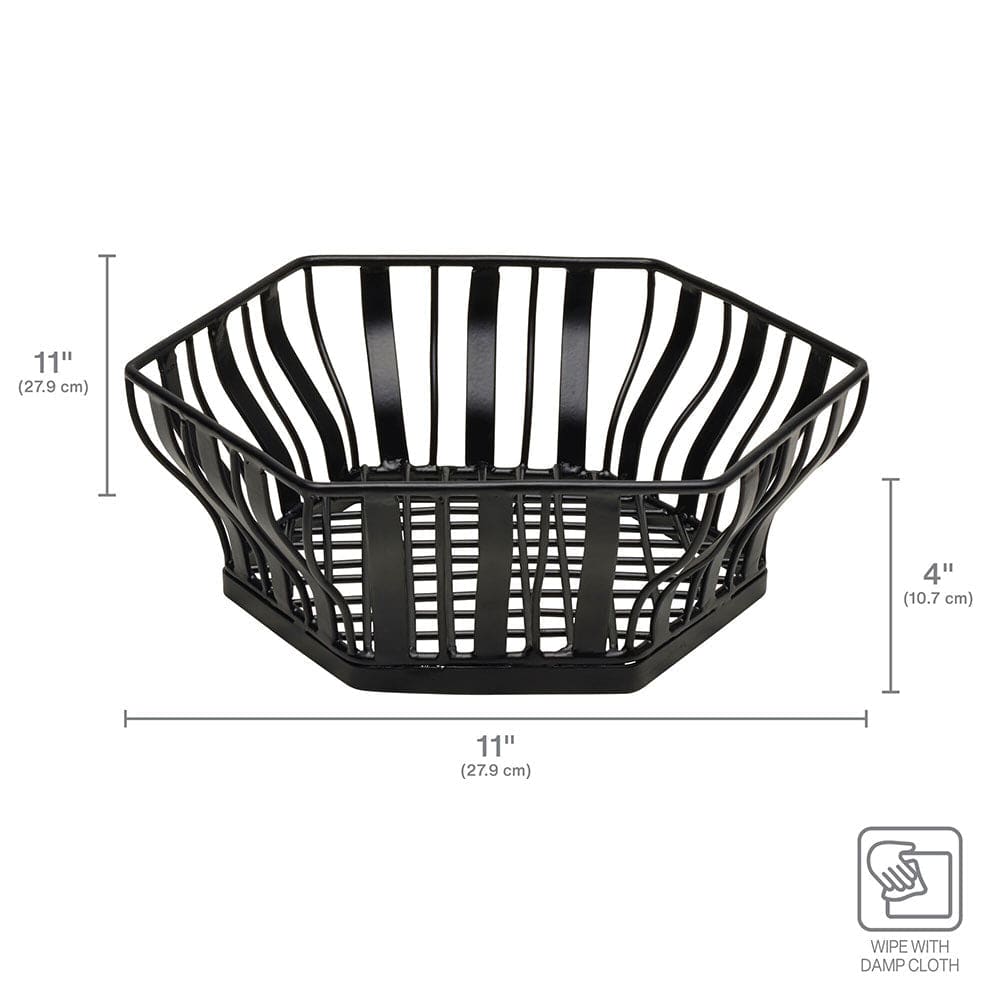 Hexagon Fruit Basket - Natural Rattan Storage Bin for Fresh Produce, Kitchen Countertop & Dining Table Decor - Perfect for Organizing Fruits, Vegetables, and Home Decor