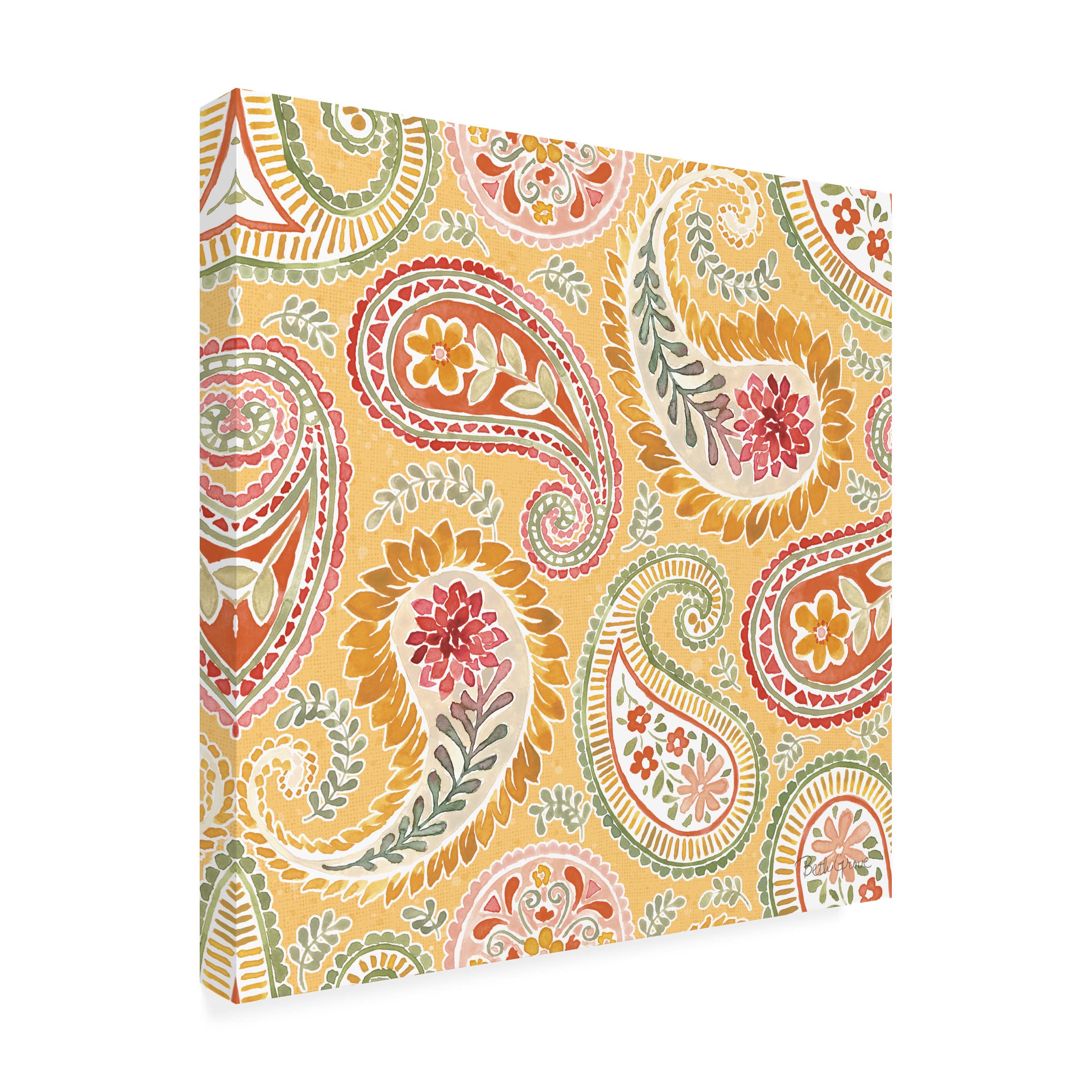 Beth Grove 'Harvest Bouquet Pattern IIIE' Floral Canvas Wall Art - Handmade Oil Painting Reproduction for Living Room, Bedroom & Office Decor