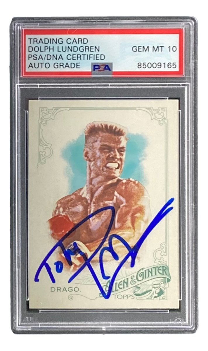 Dolph Lundgren Autographed Ivan Drago 2015 Topps Allen & Ginter PSA/DNA Gem Mint 10 Trading Card - Perfect for Movie Memorabilia Collectors & Rocky Fans Display