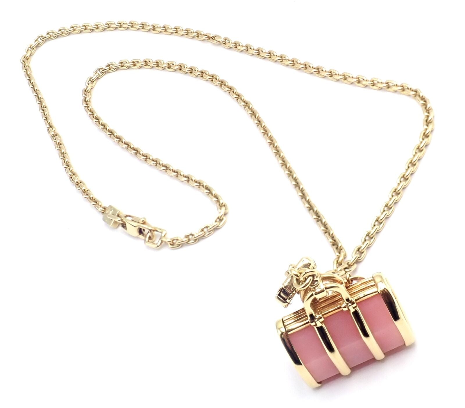 Authentic Louis Vuitton 18k Yellow Gold Quartz Purse Bag Pendant Chain Necklace - Luxury Gift for Women, Perfect for Parties & Special Occasions