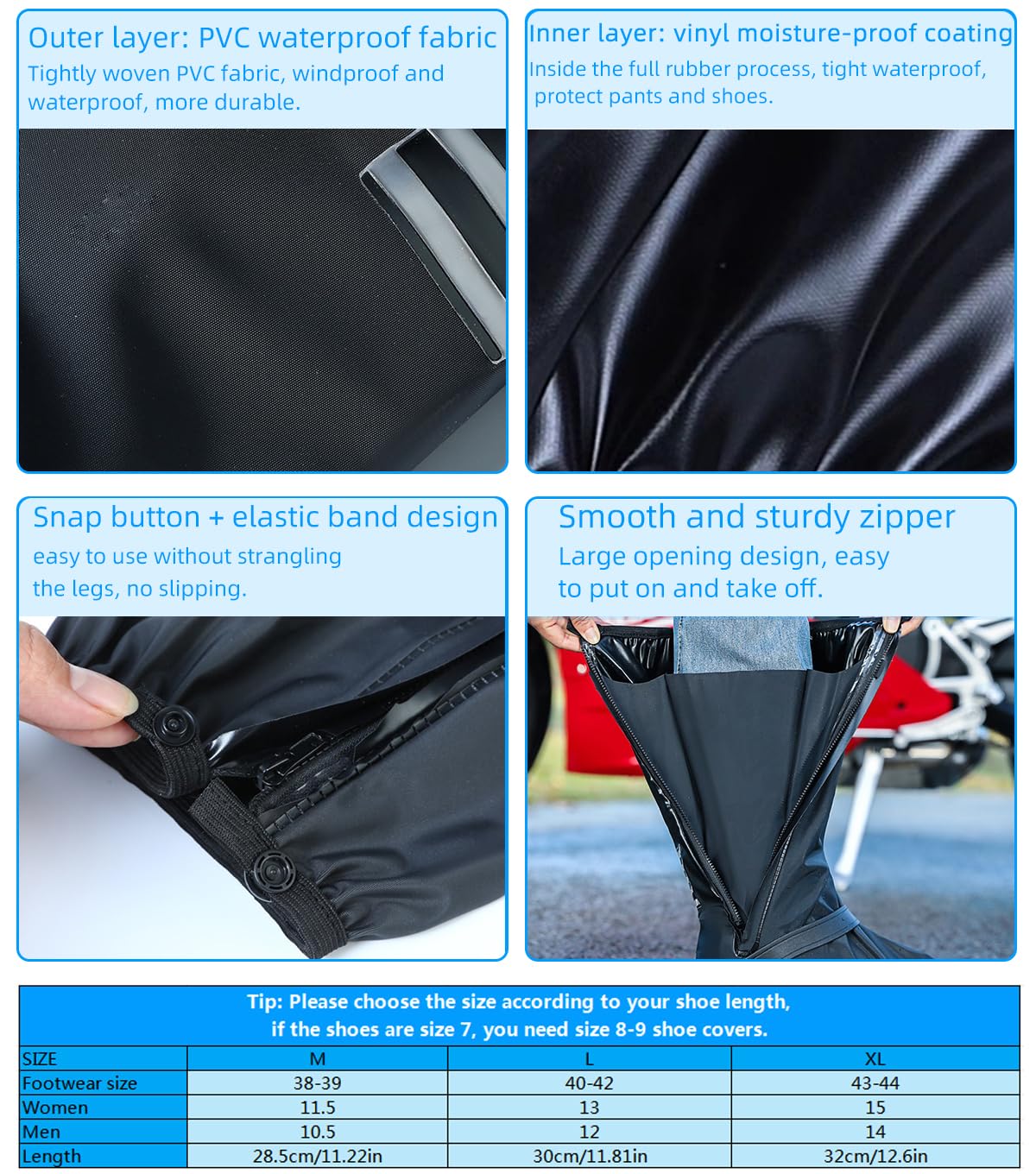Waterproof Shoe Covers for Men Women - Hiking Camping Rain Gear