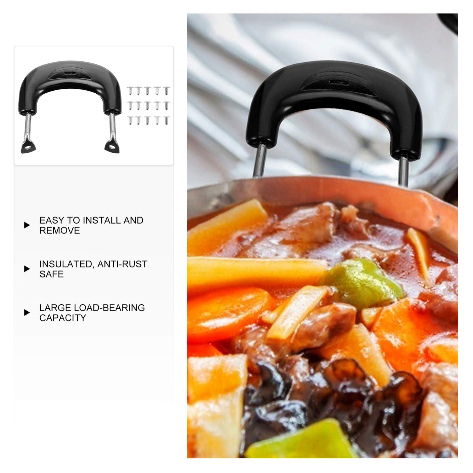 6-Piece Pot Handle Replacement Set - Stainless Steel Pan Handle & Side Handle for Cookware Accessories - Perfect for Pots, Pans & Dutch Ovens - Ideal for Kitchen, Camping & Outdoor Cooking