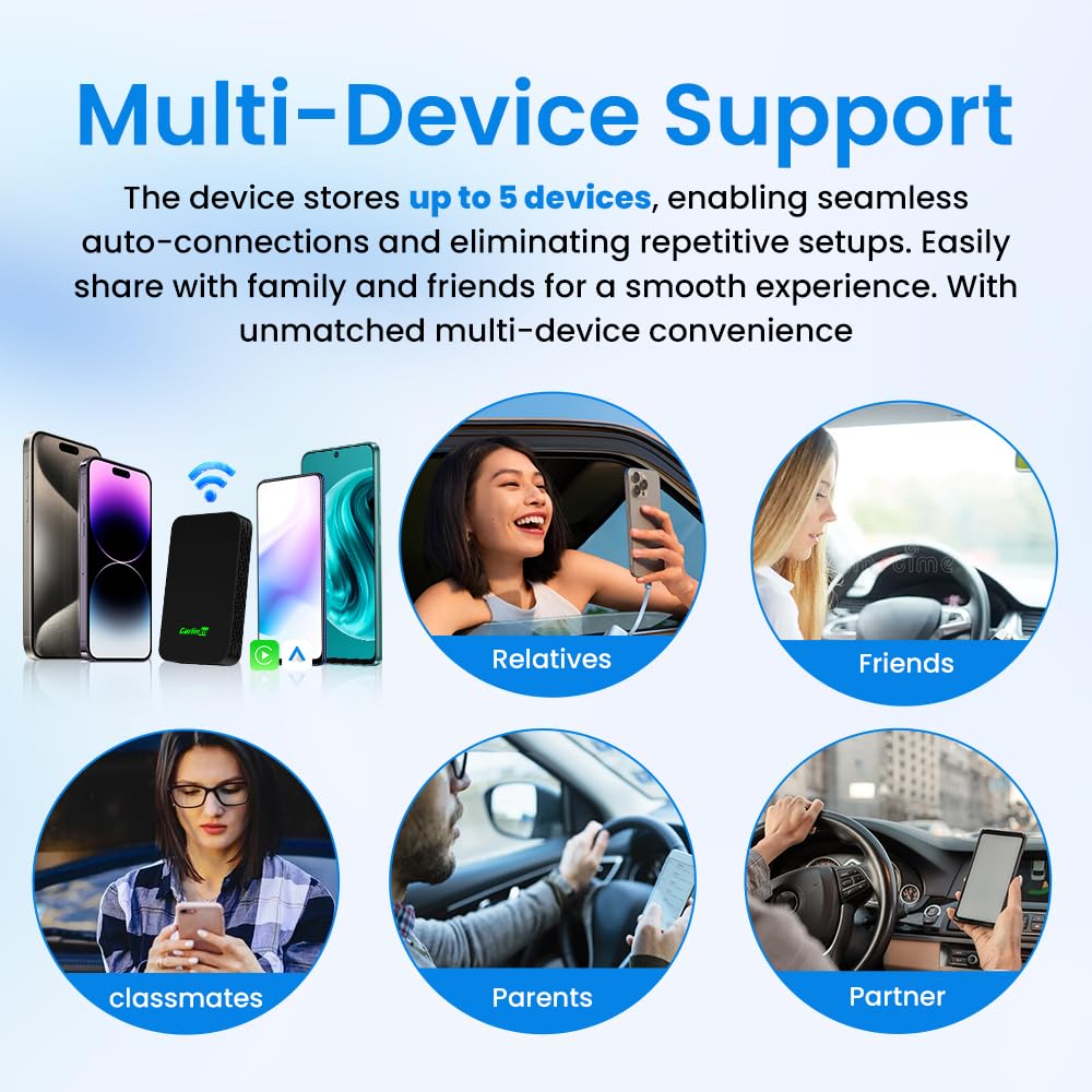 Carlinkit 2Air 5.0 Wireless CarPlay & Android Auto Adapter - Convert Wired to Wireless for iPhone & Android - Perfect for Seamless Music, Maps & Calls While Driving