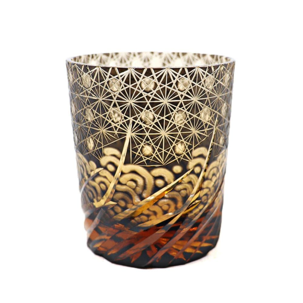 Bohemian Czech Engraved Whiskey and Wine Glass Tumbler - Handcrafted Colorful Drinking Ware with Gift Box - Perfect for Cocktail Parties, Home Bars, and Unique Gifts