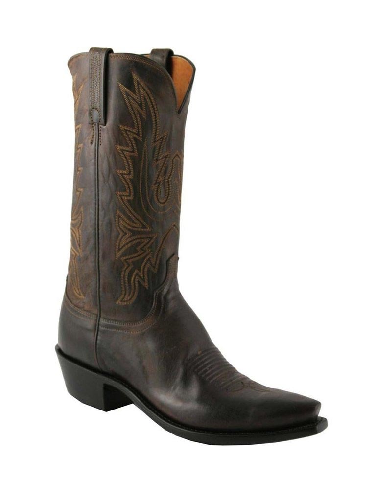 Lucchese N1556.54 Men's Corbin Mad Dog Goat Snip Toe Boots - Dark Chocolate Brown Western Boots for Cowboy, Rodeo & Country Style Outfits