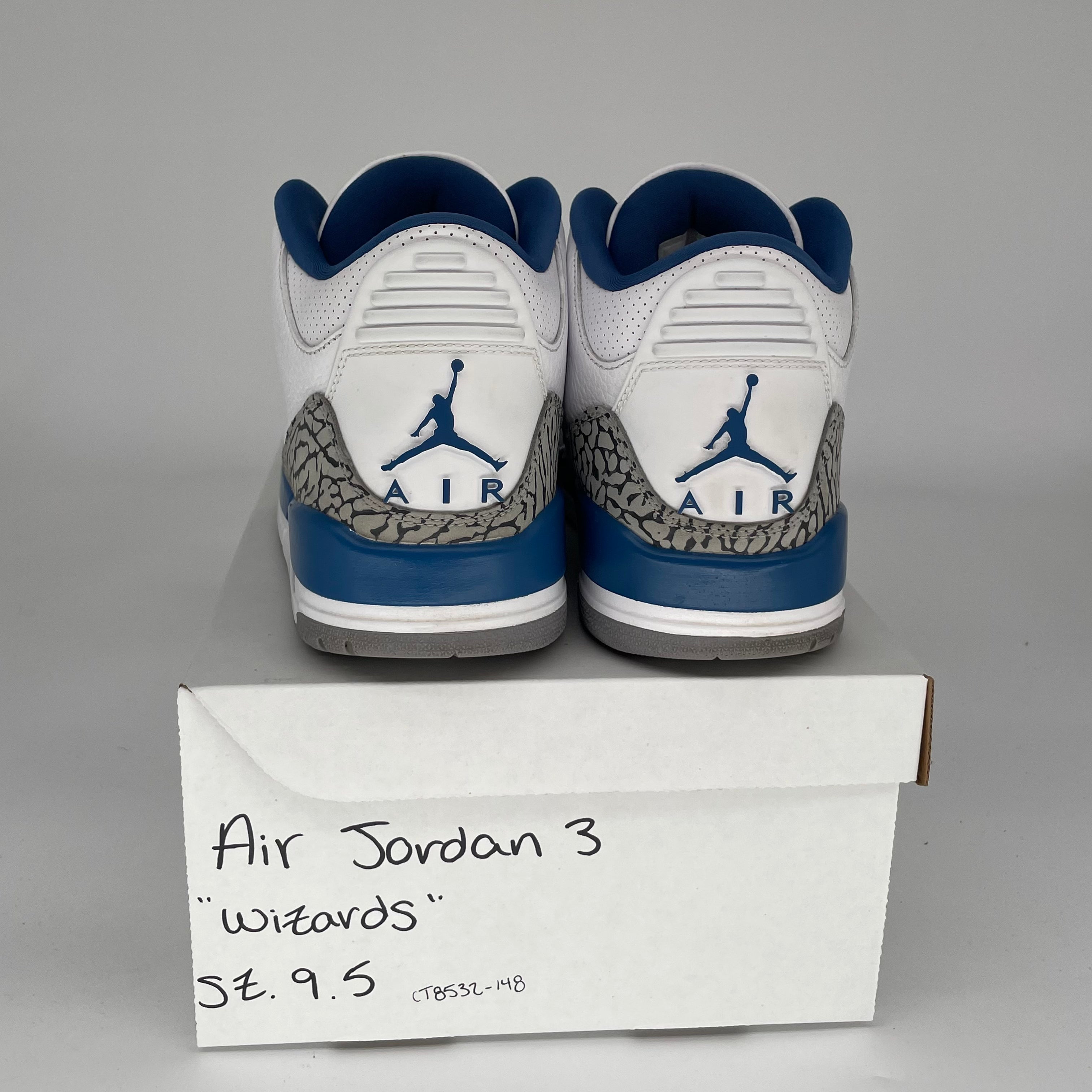 Original Air Jordan 3 Retro 'Wizards' Basketball Shoes - Men's Size 9.5 (CT8532-148) - Perfect for Streetwear & Sneaker Collectors