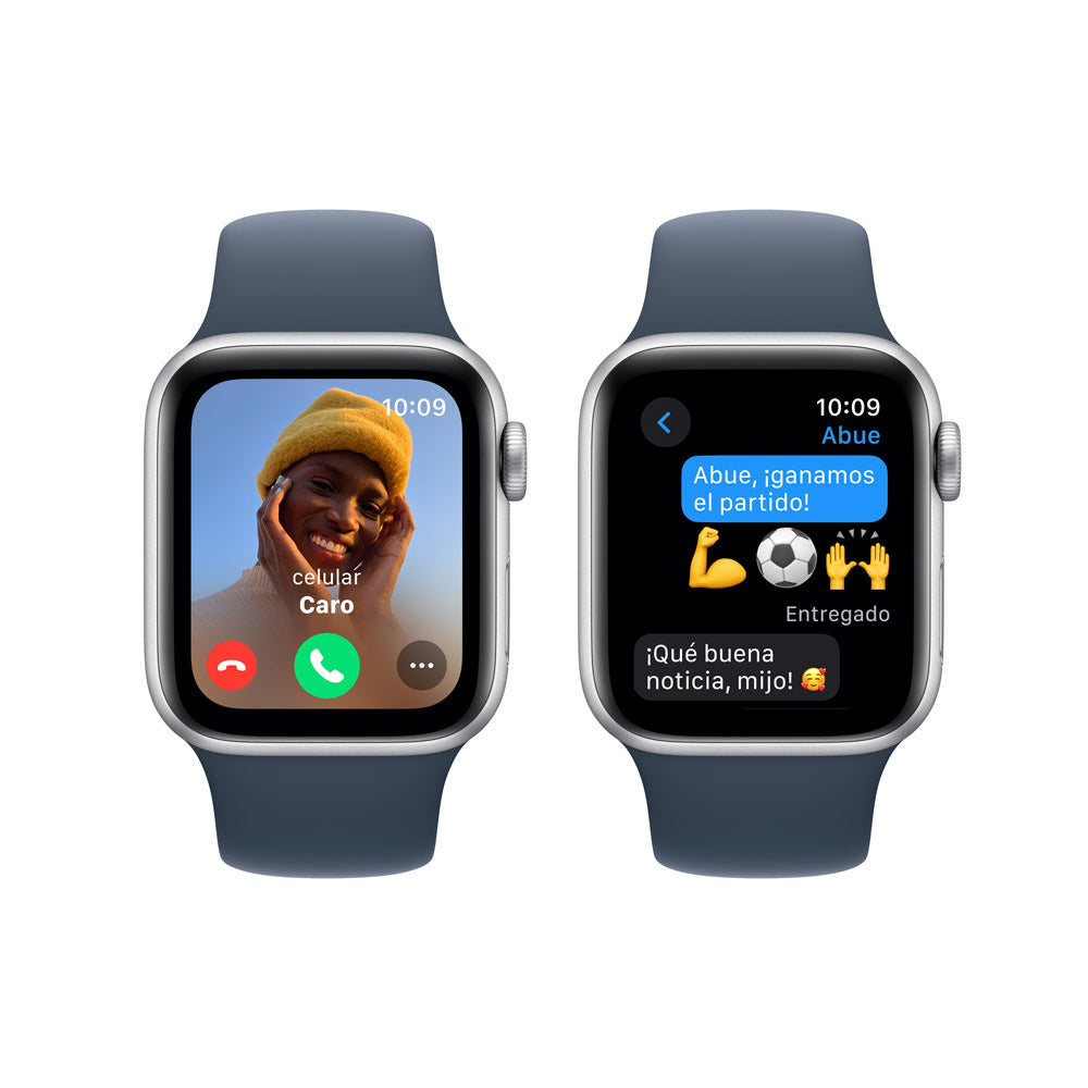 Apple Watch SE GPS 40mm Silver Aluminum Case with Storm Blue Sport Band S/M - Perfect for Fitness Tracking & Everyday Wear