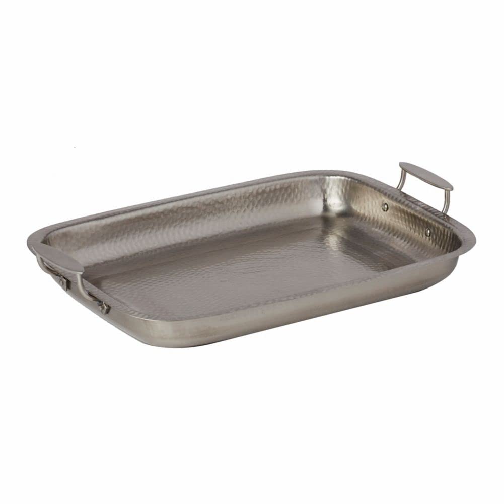 American Metalcraft THRC21 Hammered Stainless Steel Serving Pan - 21-Inch Rectangular Buffet Tray for Catering, Restaurants & Home Entertaining | Commercial-Grade & Durable