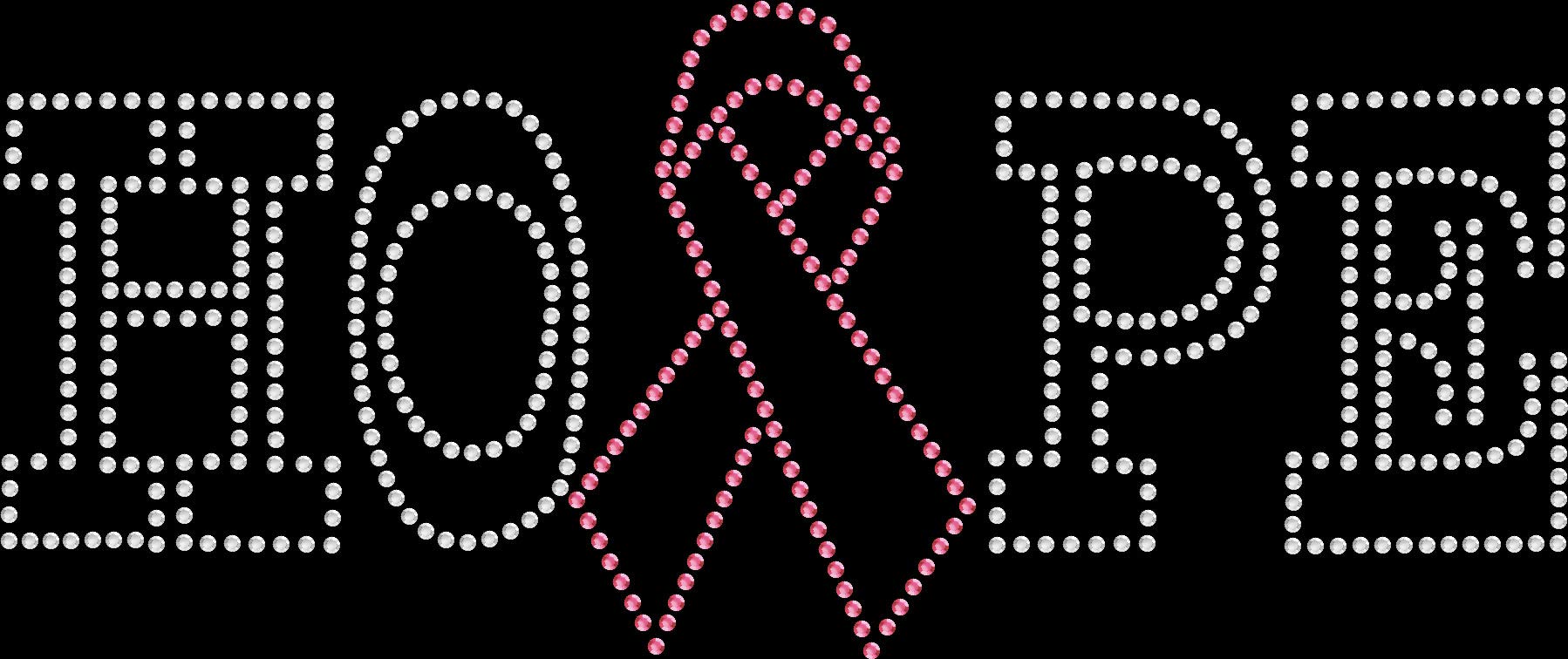 Rhinestone Bling Sparkle Iron On Transfer for DIY Hope Cancer Ribbon in Pink - Perfect for T-Shirts, Bags & Craft Projects to Show Support