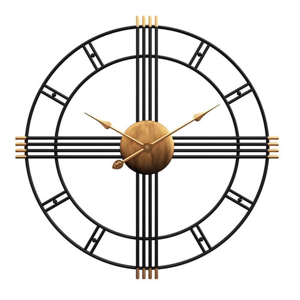 Modern Simple Wall Clock - 50cm Silent Non-Ticking Skeleton European Style for Living Room, Bedroom, Office & Hotel - Perfect for Home Decor and Quiet Spaces (Black)
