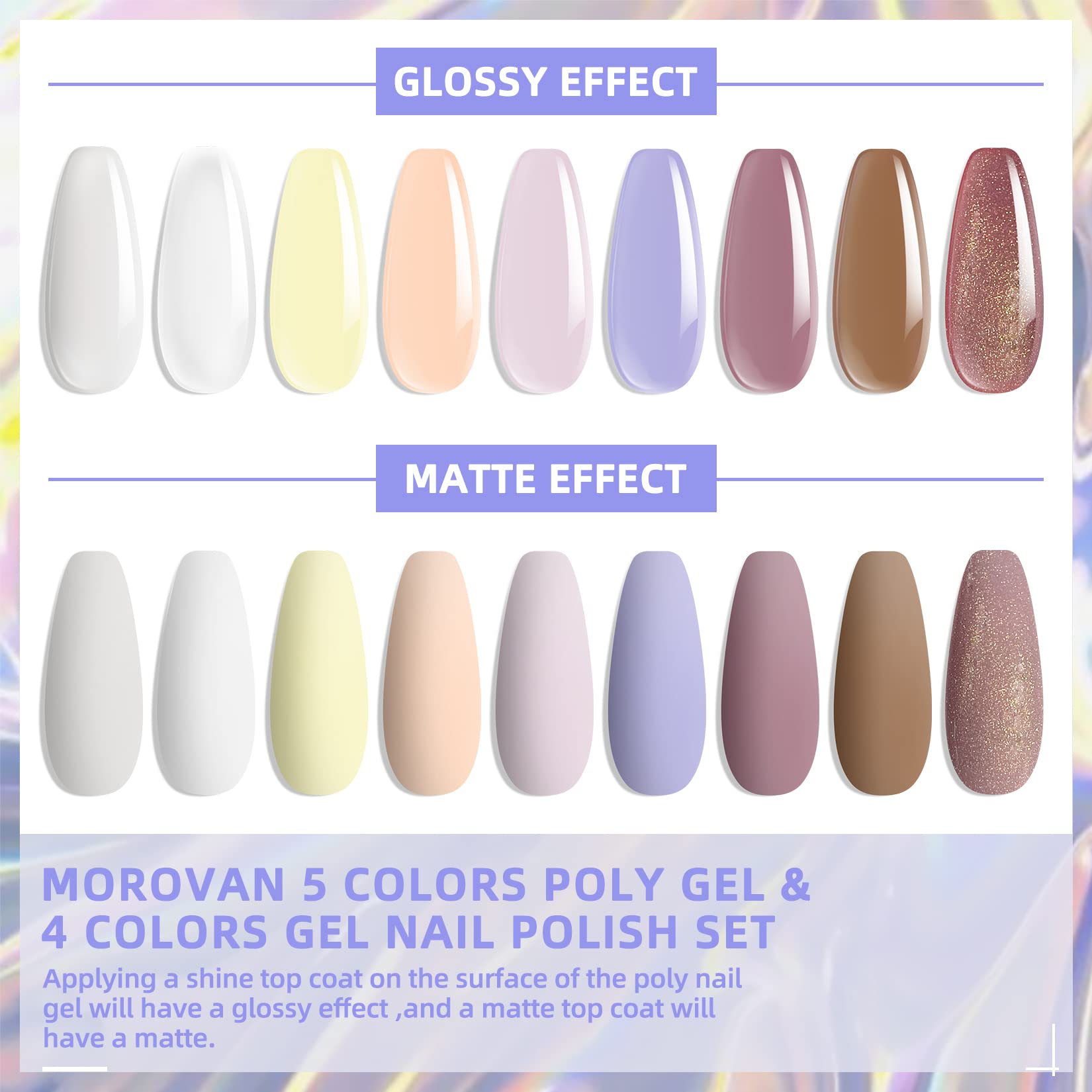 Morovan Professional Poly Gel Nail Kit with LED Lamp & Drill - Complete Starter Set for Nail Extensions & Art | Includes Essential Tools for Beginners | Perfect for Home Salon, DIY Manicures & Professional Nail Designs