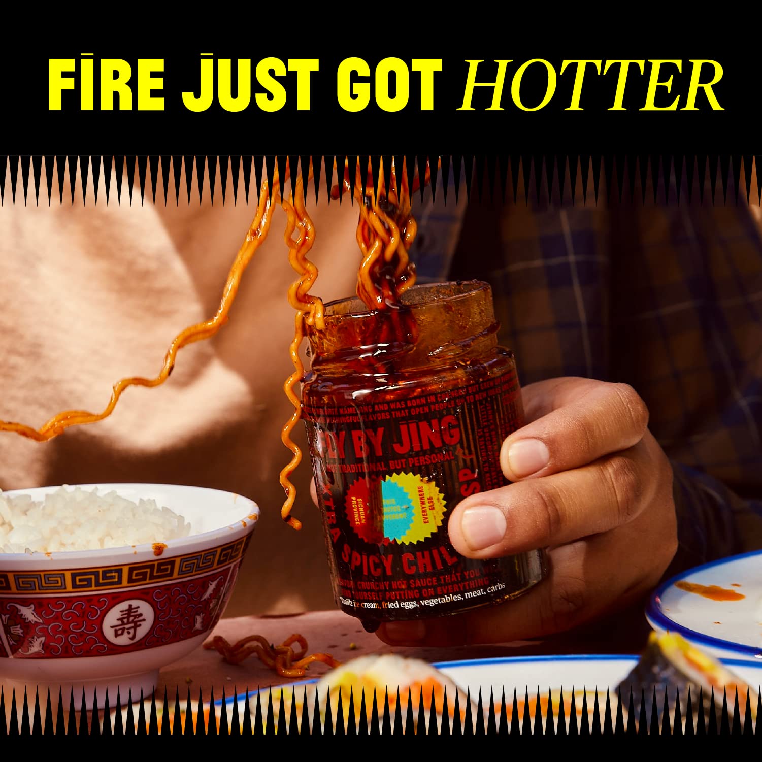 FLYBYJING Xtra Spicy Chili Crisp - Sichuan Pepper Hot Chili Oil Sauce - All Natural Vegan Hot Sauce with Extra Hot Chilis - 6oz (Pack of 1) - Perfect for Noodles, Dumplings, Pizza & Stir-Fry Dishes