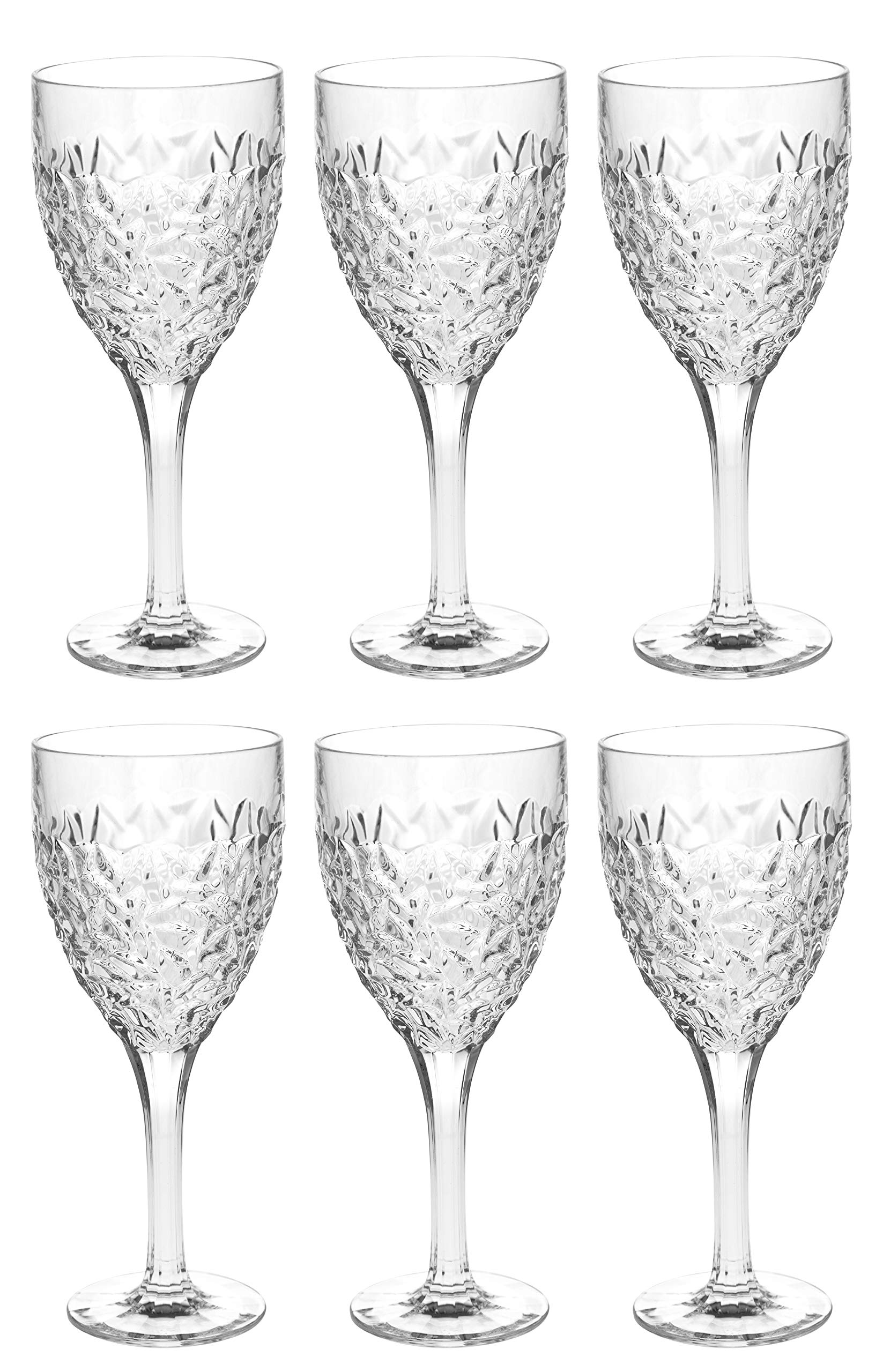 Barski Crystal Goblet Set of 6 - Elegant Stemmed Wine Glasses & Water Glasses with Raindrop Design (11 oz) - Perfect for Fine Dining, Wedding Receptions & Home Entertaining - Handcrafted in Europe