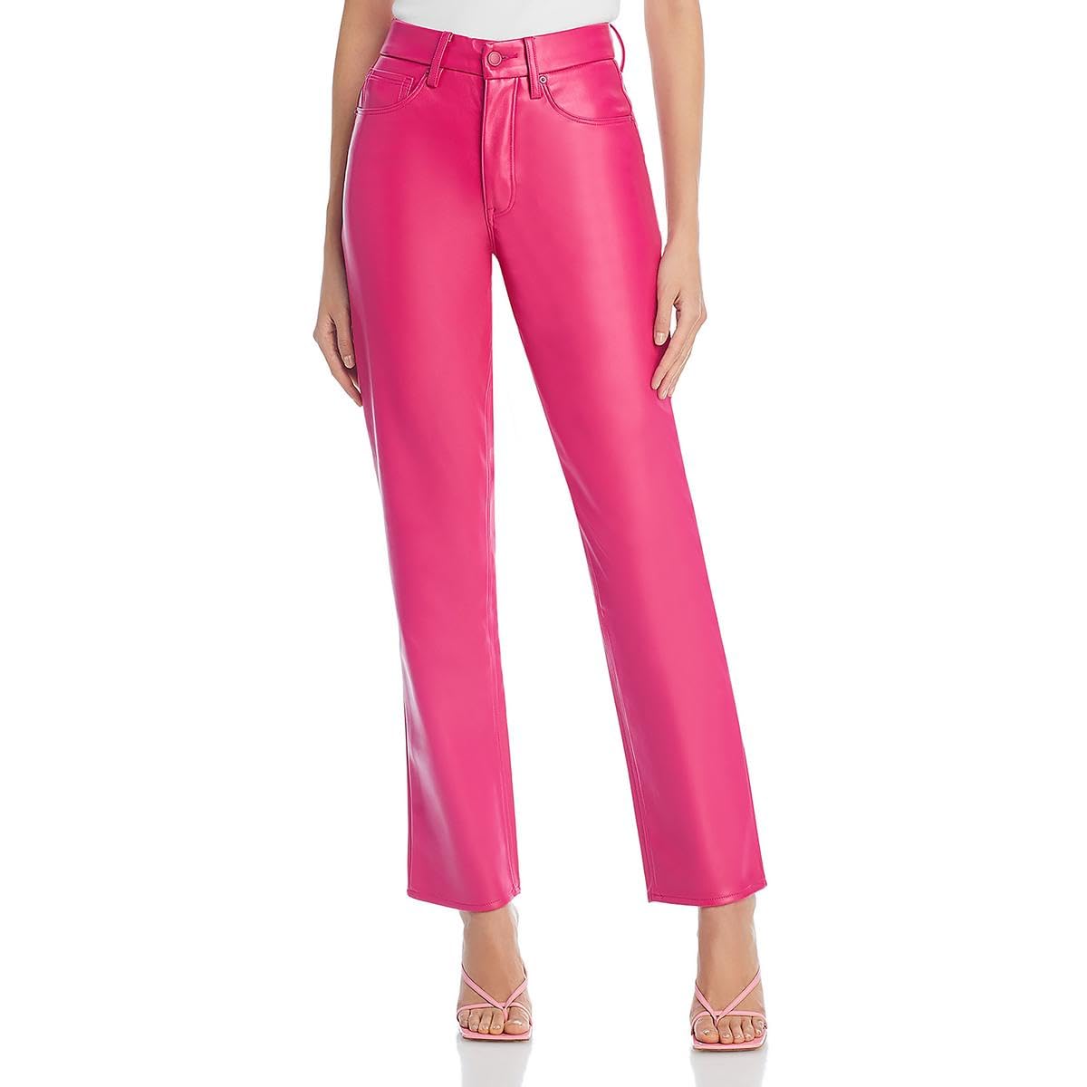 Good American Women's Genuine Leather Good Icon Jeans - Stylish & Comfortable High-Waisted Skinny Jeans for Casual Wear, Night Out & Office Outfits
