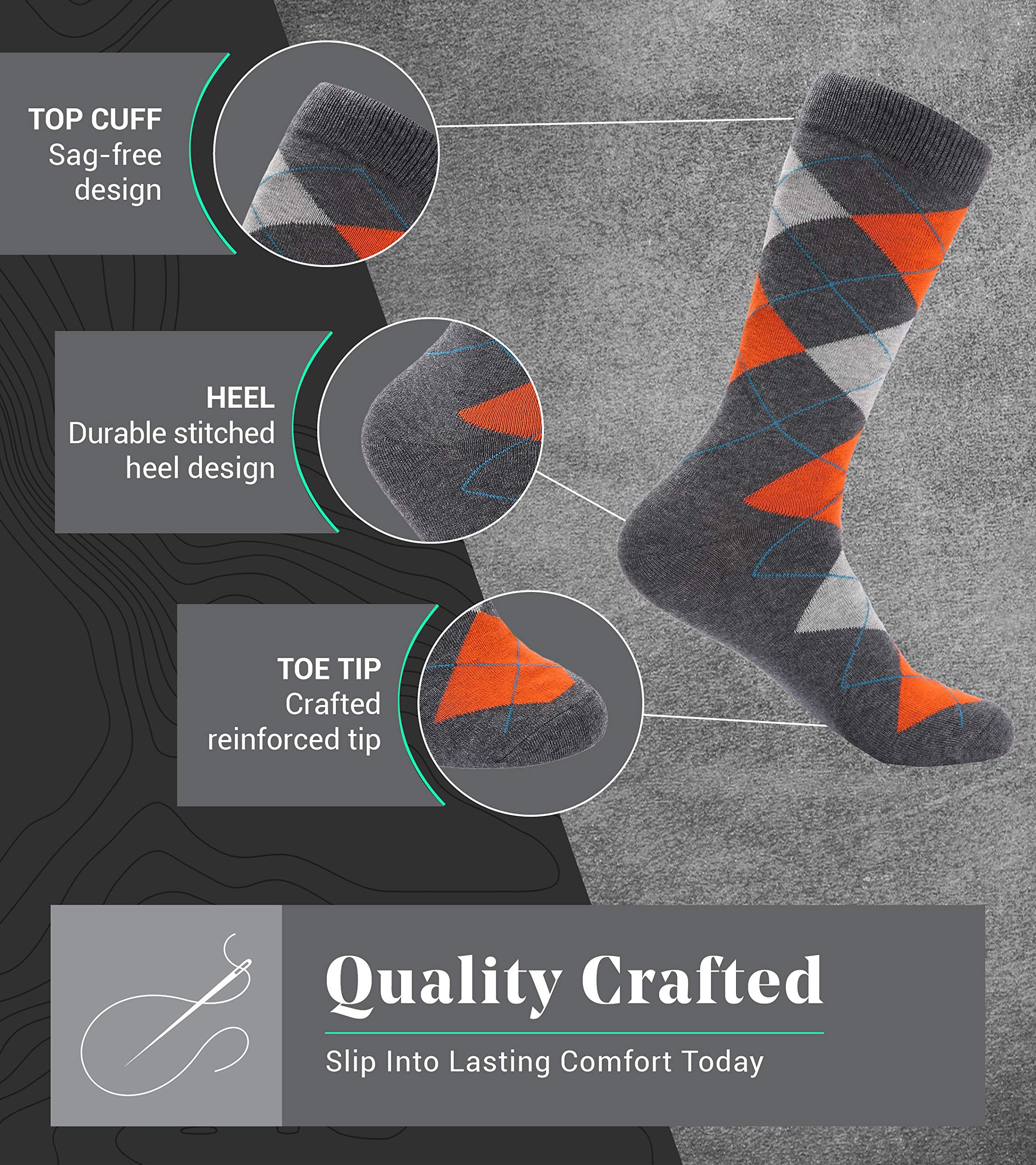 Marino Men's Dress Socks - 6 Pack Colorful Cotton Socks for Business & Casual Wear - Funky Patterned Socks for Office, Wedding & Everyday Use