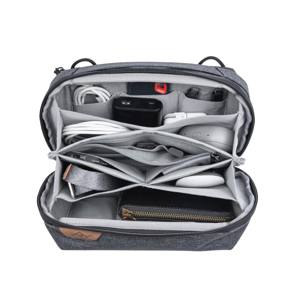 Peak Design Tech Pouch V2 - Premium Travel Organizer for Electronics & Accessories | Water-Resistant Charcoal Gray Gear Case | Perfect for Laptops, Cameras, Cables & Travel Essentials