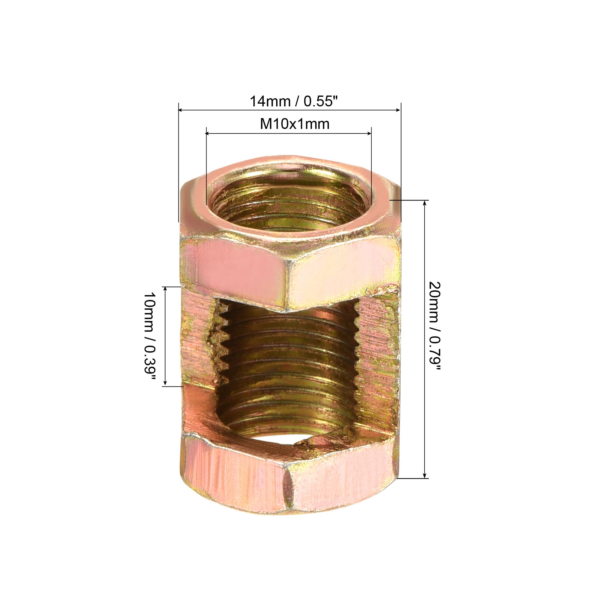 MECCANIXITY M10 Hexagon Nut 20mm Height Zinc Plated Iron for Lamp Pipe Repair - Pack of 10 | DIY Lighting Fixtures, Furniture Assembly & Industrial Applications