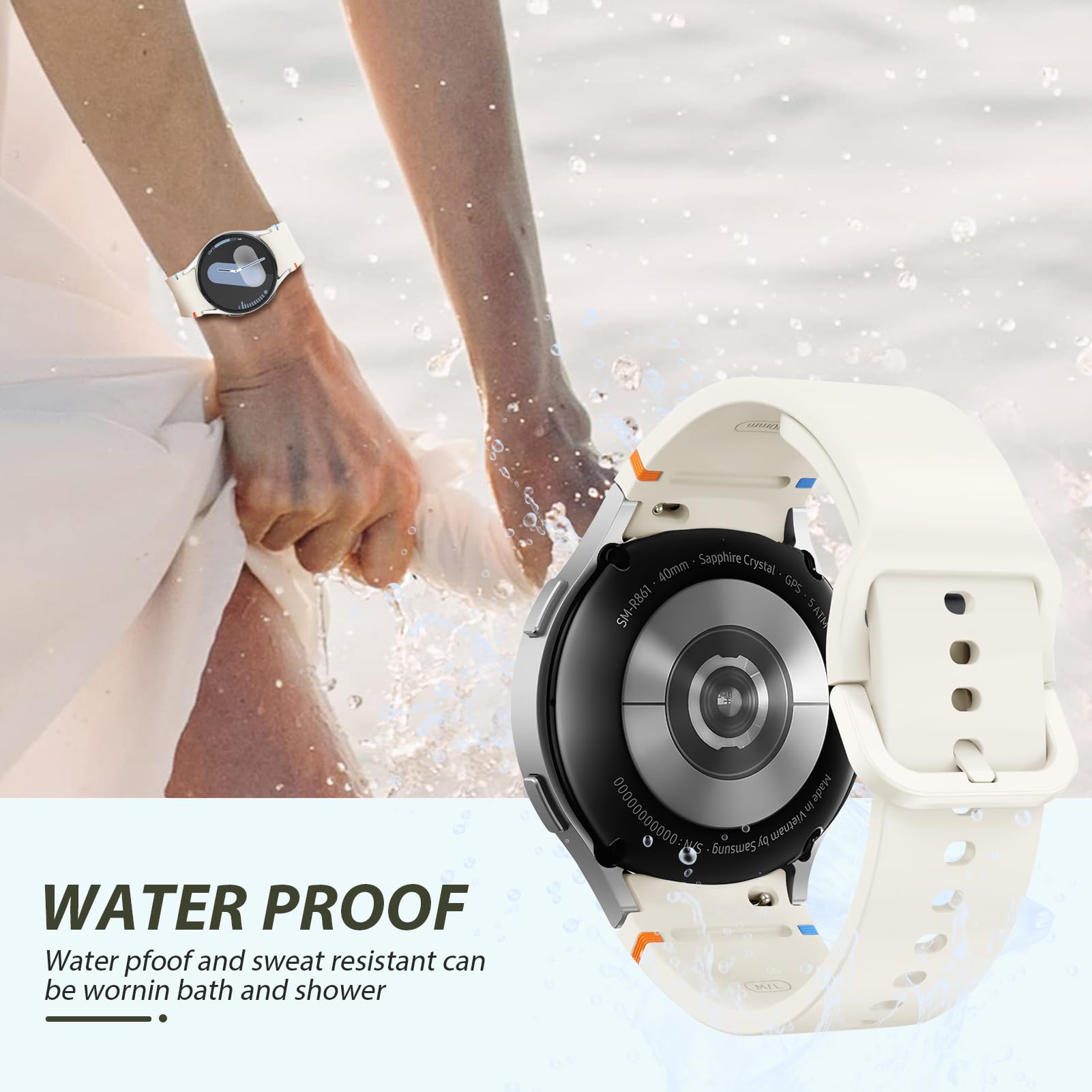 MYAPULUA Sport Straps for Samsung Galaxy Watch 7-4 - No Gap Silicone Band for Men & Women - Gym & Running
