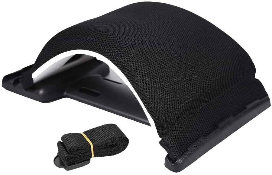 Premium Multi-Level Back Stretching Device with Memory Foam Cushion - Adjustable Lumbar Support Stretcher for Back Pain Relief, Magnetic Therapy Massager for Muscle Relaxation (White/Black) - Perfect for Office, Home & Post-Workout Recovery