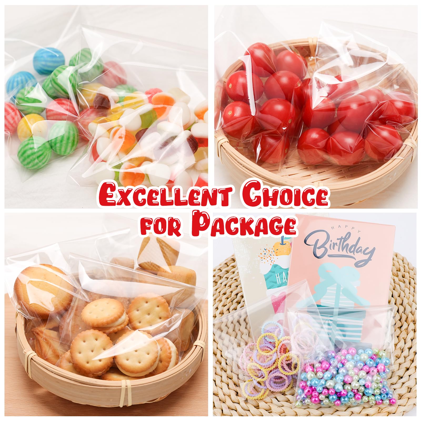 2000 Pcs Clear Cellophane Cookie Bags 4x6 Inch - Self Sealing Bakery Packaging Bags for Cookies, Candies & Gifts | Perfect for Home Baking, Party Favors, Wedding Treats & Holiday Gifting