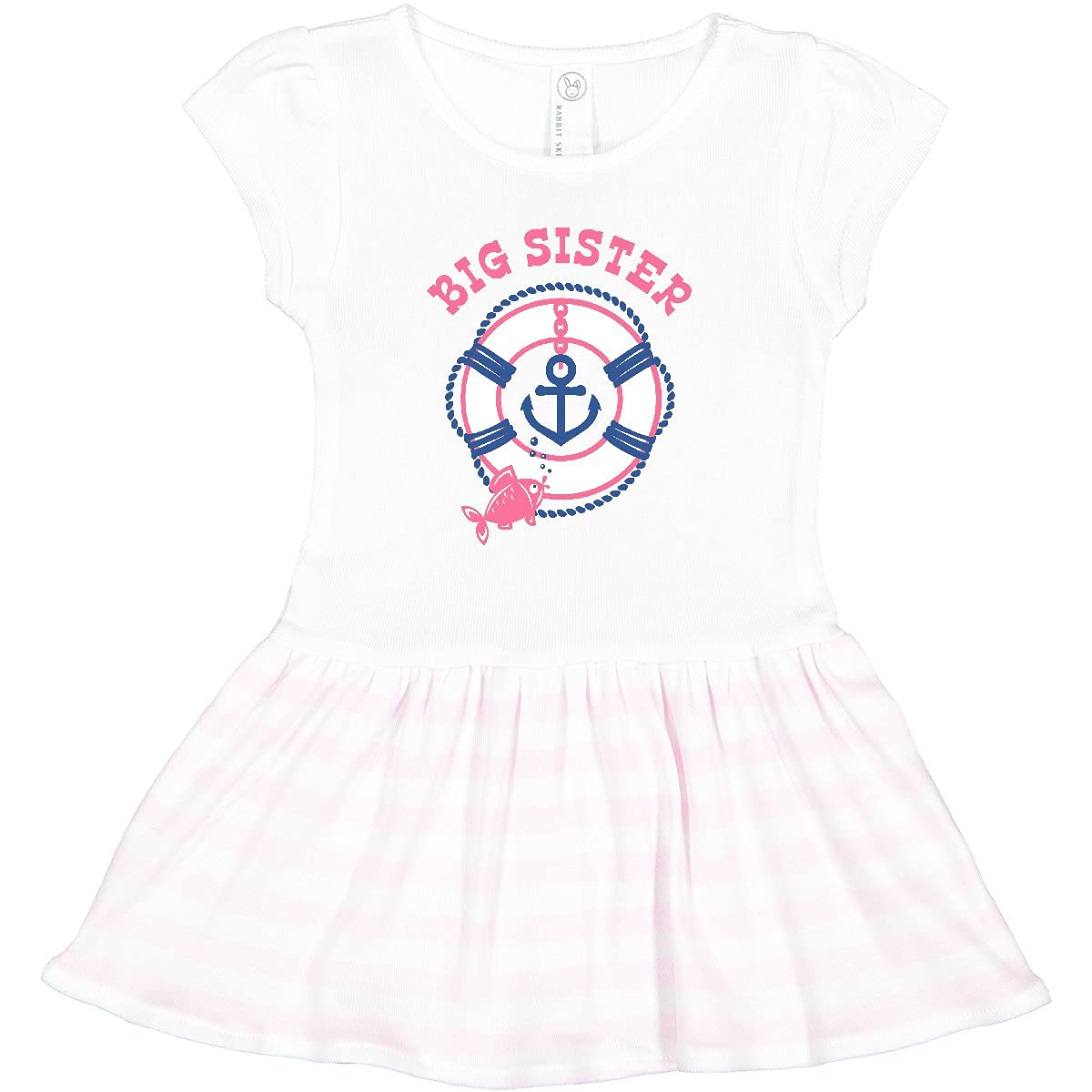 Inktastic Nautical Big Sister Toddler Dress - Cute Sailor Outfit for Baby Girls, Perfect for Family Beach Photos, Sibling Matching & Special Occasions