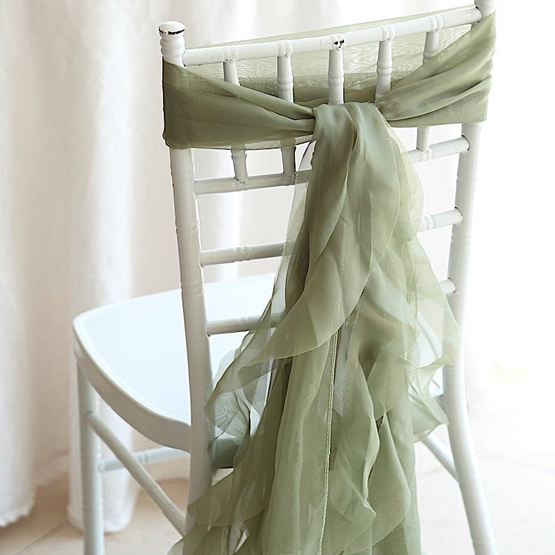 Elegant Premium Chair Cover with Curly Chiffon Ruffled Sashes - Perfect for Weddings, Banquets & Home Decor