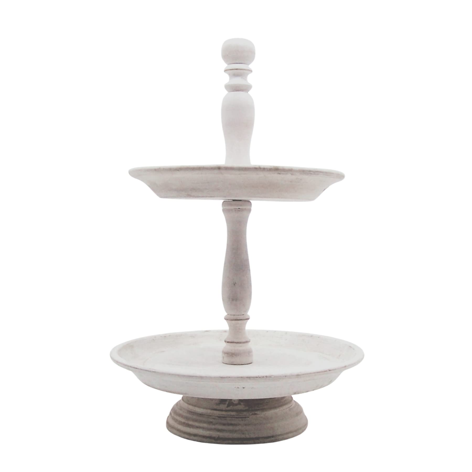Whitewashed 2-Tier Round Wooden Riser - 11 Inch Rustic Farmhouse Decor for Dessert Display & Appetizer Stand | Perfect for Weddings, Parties & Home Decor