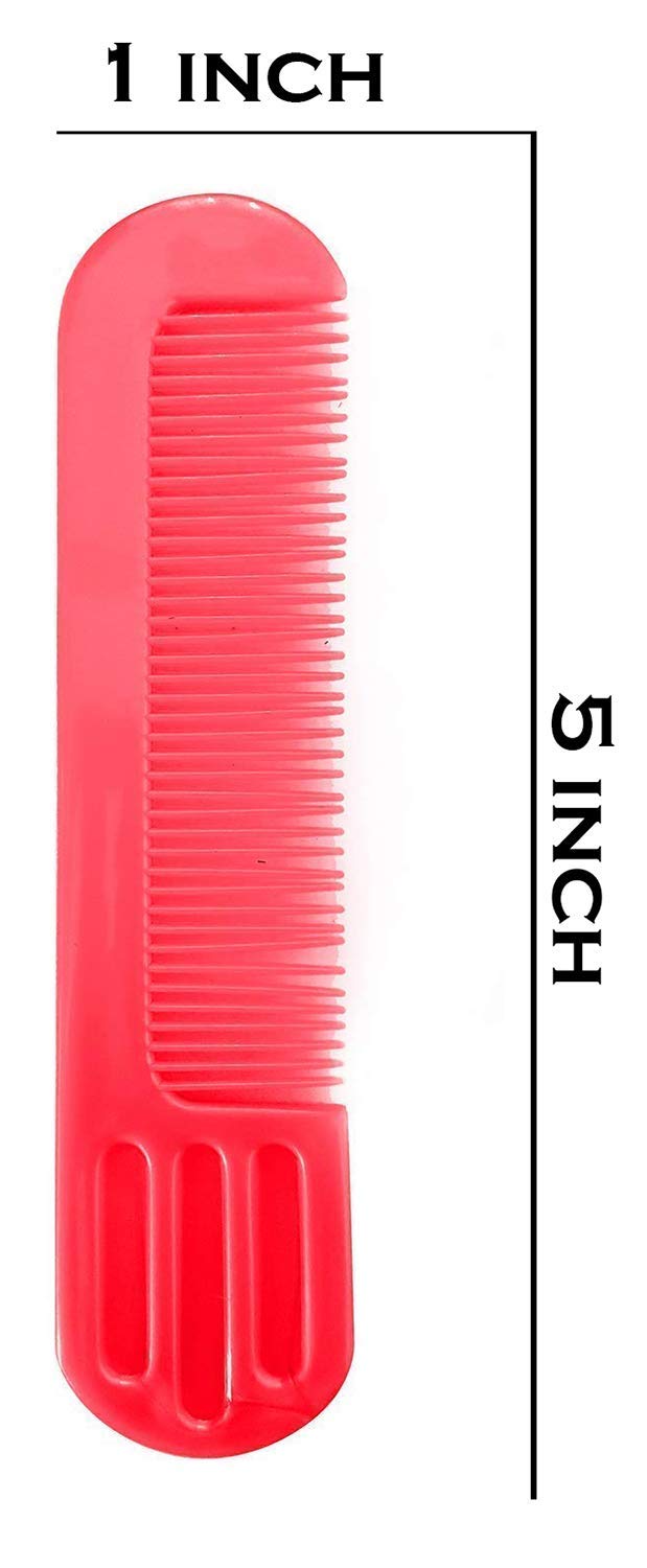 SIYAA Hair Comb Set with Mirror - 6 Pack Styling Comb for Women & Girls - Compact Travel Comb for Detangling, Styling & On-the-Go Touch Ups - Perfect for Purse, Gym Bag & Travel Accessories (Red)