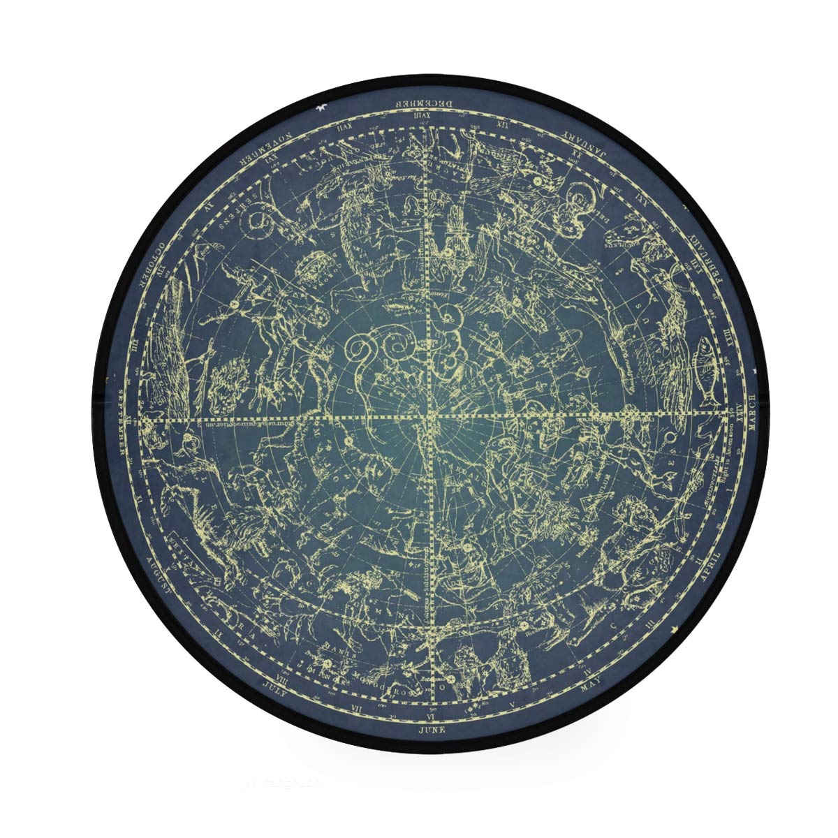 ALAZA Zodiac Constellation Space Round Area Rug - 3' Diameter (92 cm) for Living Room, Bedroom, Nursery & Dorm Decor - Perfect for Astronomy Lovers & Starry Night Theme