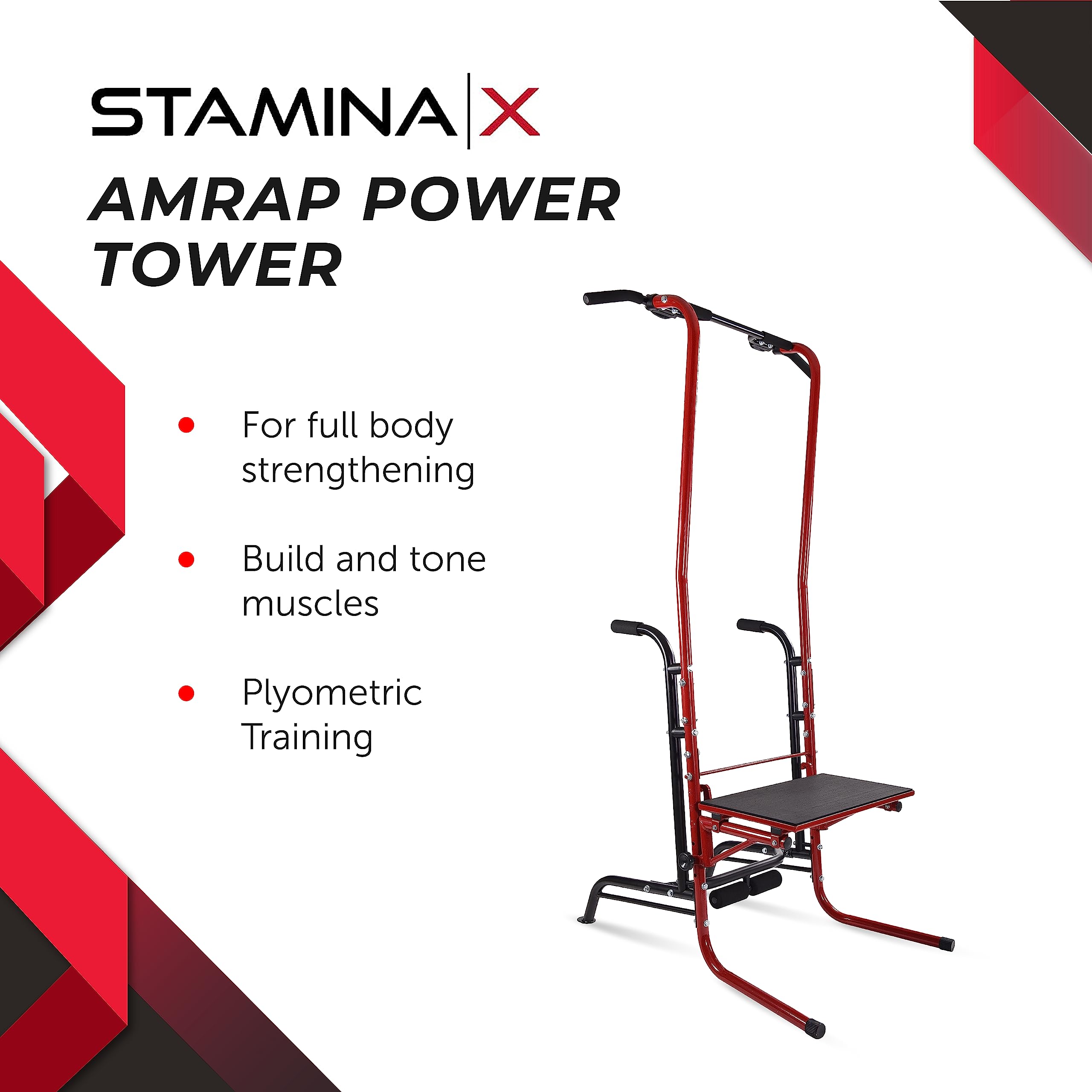 Stamina Power Tower - Pull Up & Dip Bar for Home Gym - 250 lbs Capacity - Perfect for Strength Training