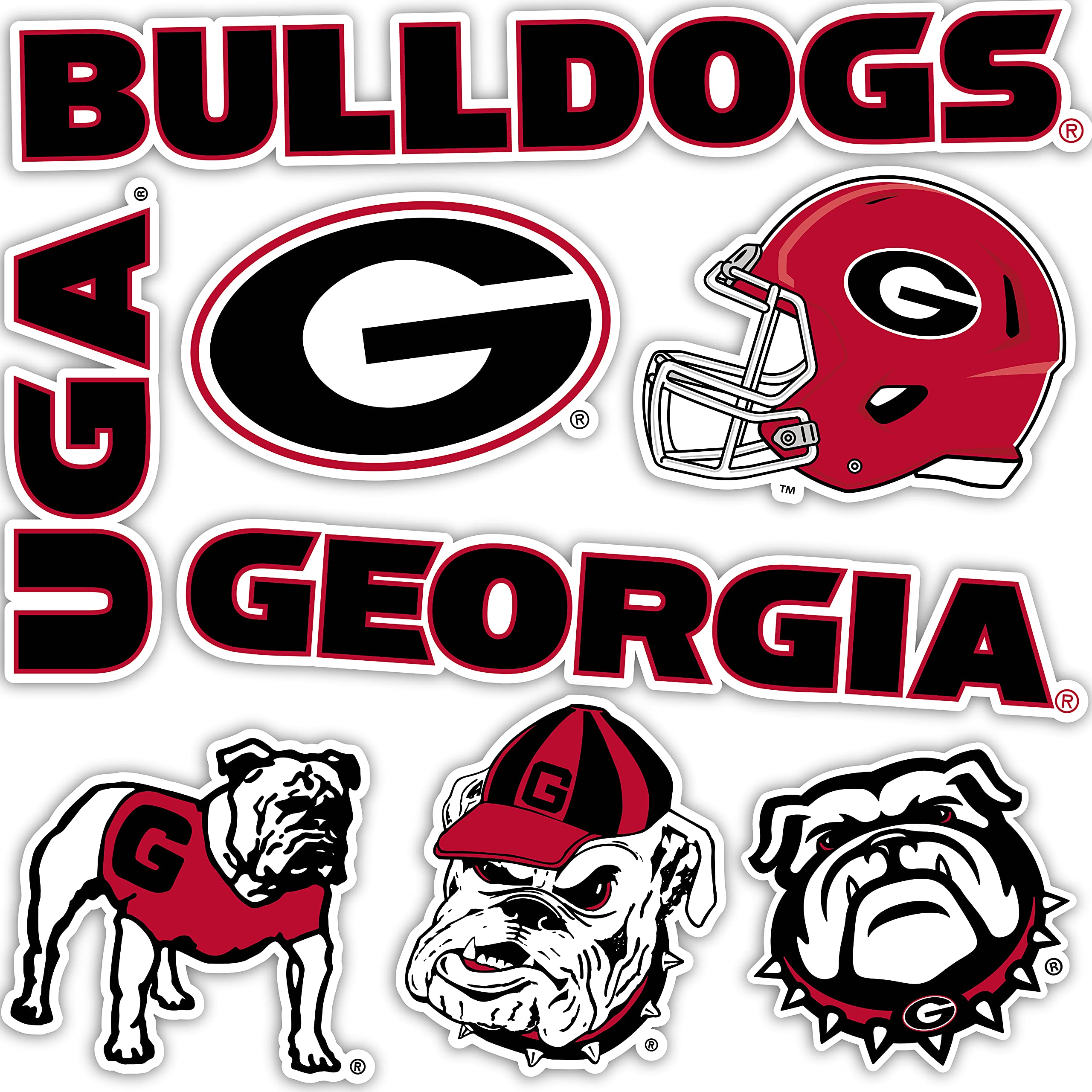 UGA Bulldogs Stickers - Vinyl Decals for Laptop, Water Bottle, Car & Scrapbook | University of Georgia Dawgs Cactus Design | Perfect for Game Day, School Spirit & College Decor
