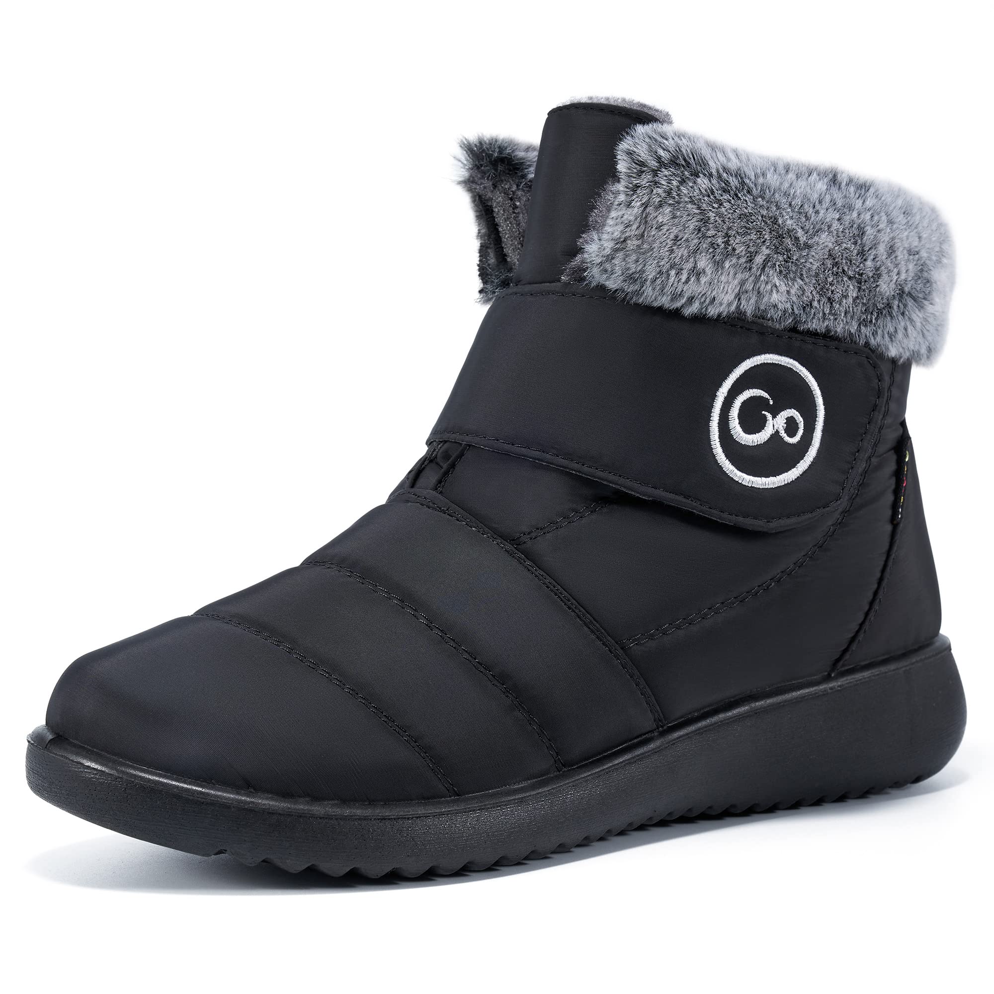 **Reimferce Women's Winter Snow Boots - Waterproof Slip-On Fur Lined Booties with Hook & Loop, Anti-Slip & Warm for Outdoor, Hiking, and Snowy Days**