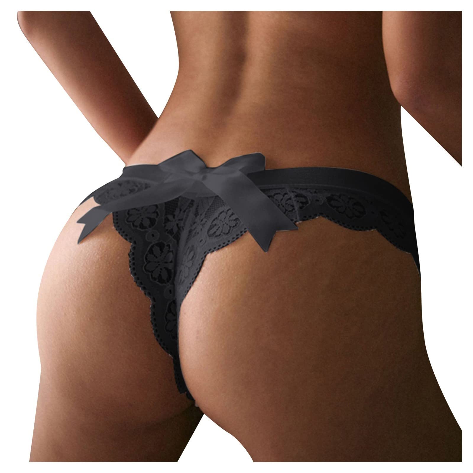 Sexy Lingerie for Women - Crochet Lace Lace Up Panty Hollow Out Underwear Shorts (Black, S) | Perfect for Romantic Nights, Boudoir Photography & Special Occasions