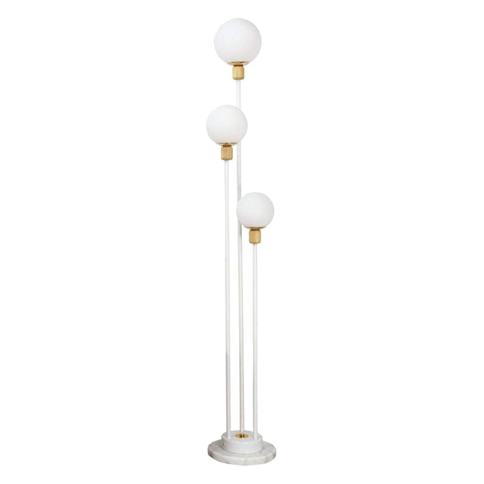 Modern 3-Light Glass Globe Floor Lamp - Tall Standing Pole Lamp with Adjustable Height for Living Room, Bedroom & Office - Warm White Reading Light for Cozy Nights & Workspaces (Glass Lampshade)
