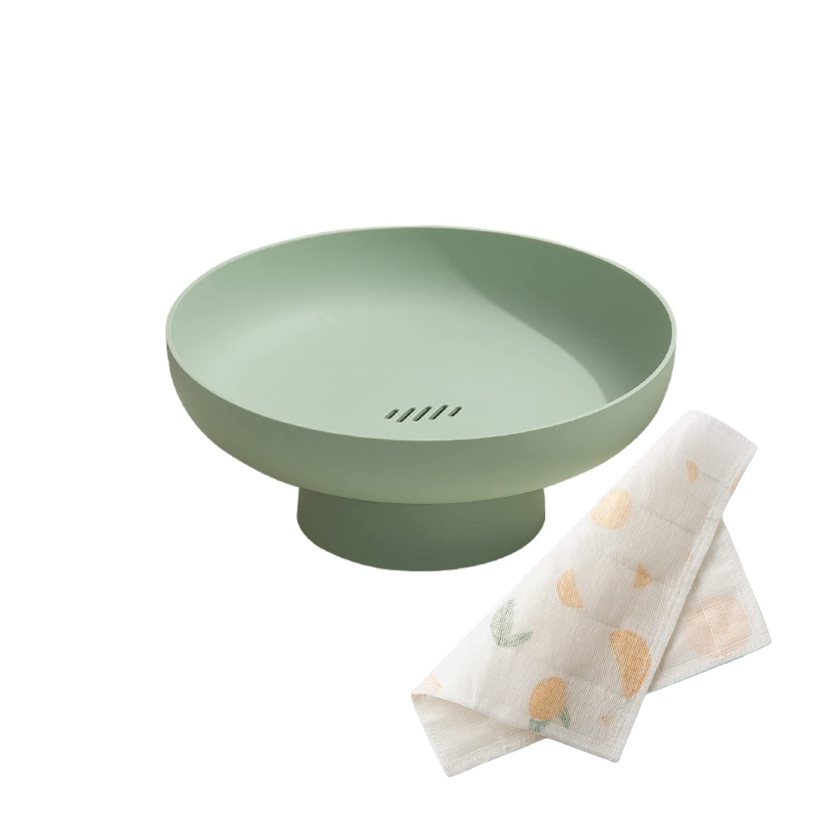 10.4 Inch Green Fiber Fruit Bowl with Dishcloth - Kitchen Countertop Fruit Basket Holder for Fresh Fruits Display (Random Color) | Perfect for Dining Table Centerpiece, Fruit Storage & Kitchen Organization