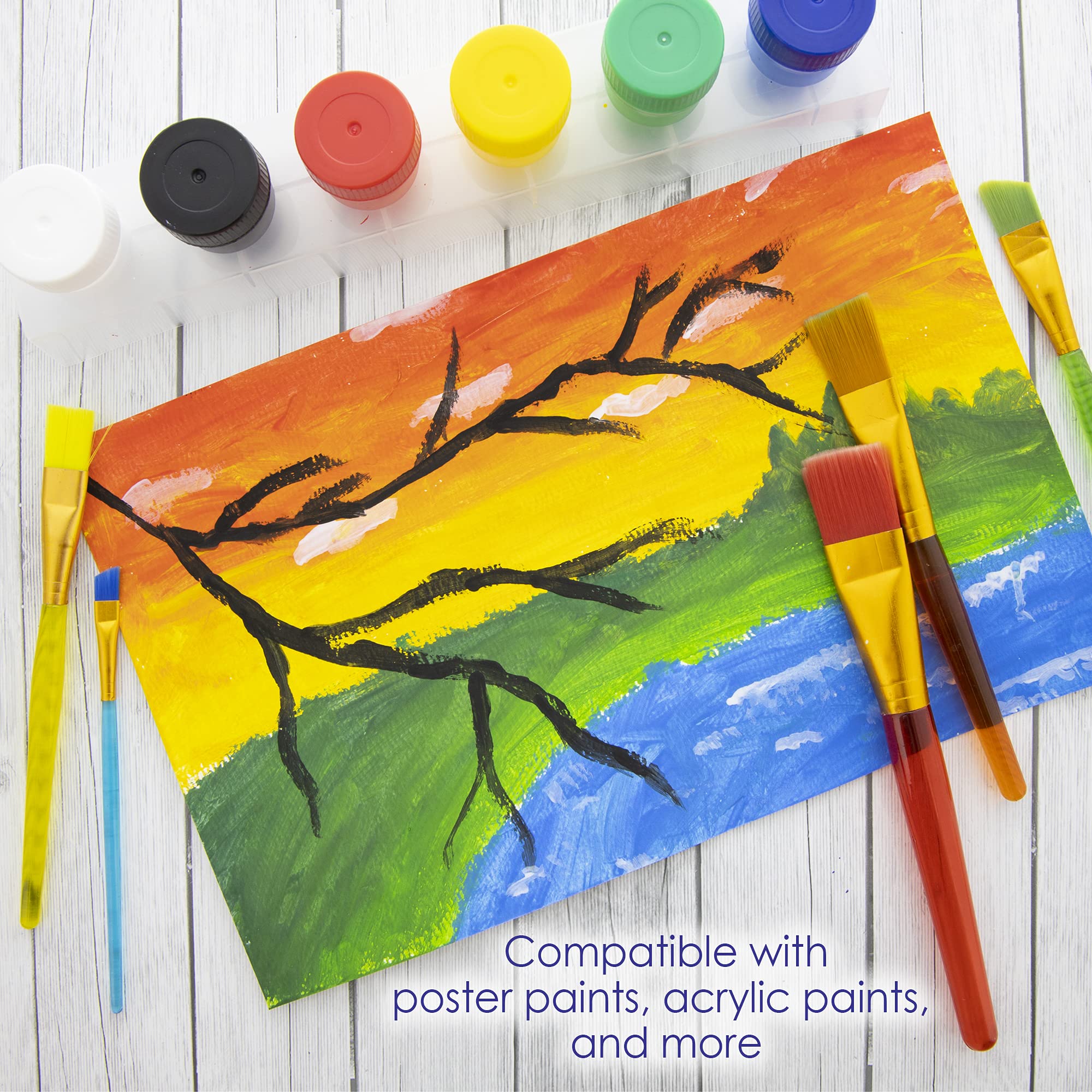 BAZIC 5-Pack Nylon Bristle Paint Brushes Set - Flat & Angled Artist Brushes for Acrylic, Oil, Watercolor, Gouache Painting - 144-Pack Bulk Art Supplies for Professionals & Beginners - Perfect for Canvas, Wood, Fabric & DIY Crafts