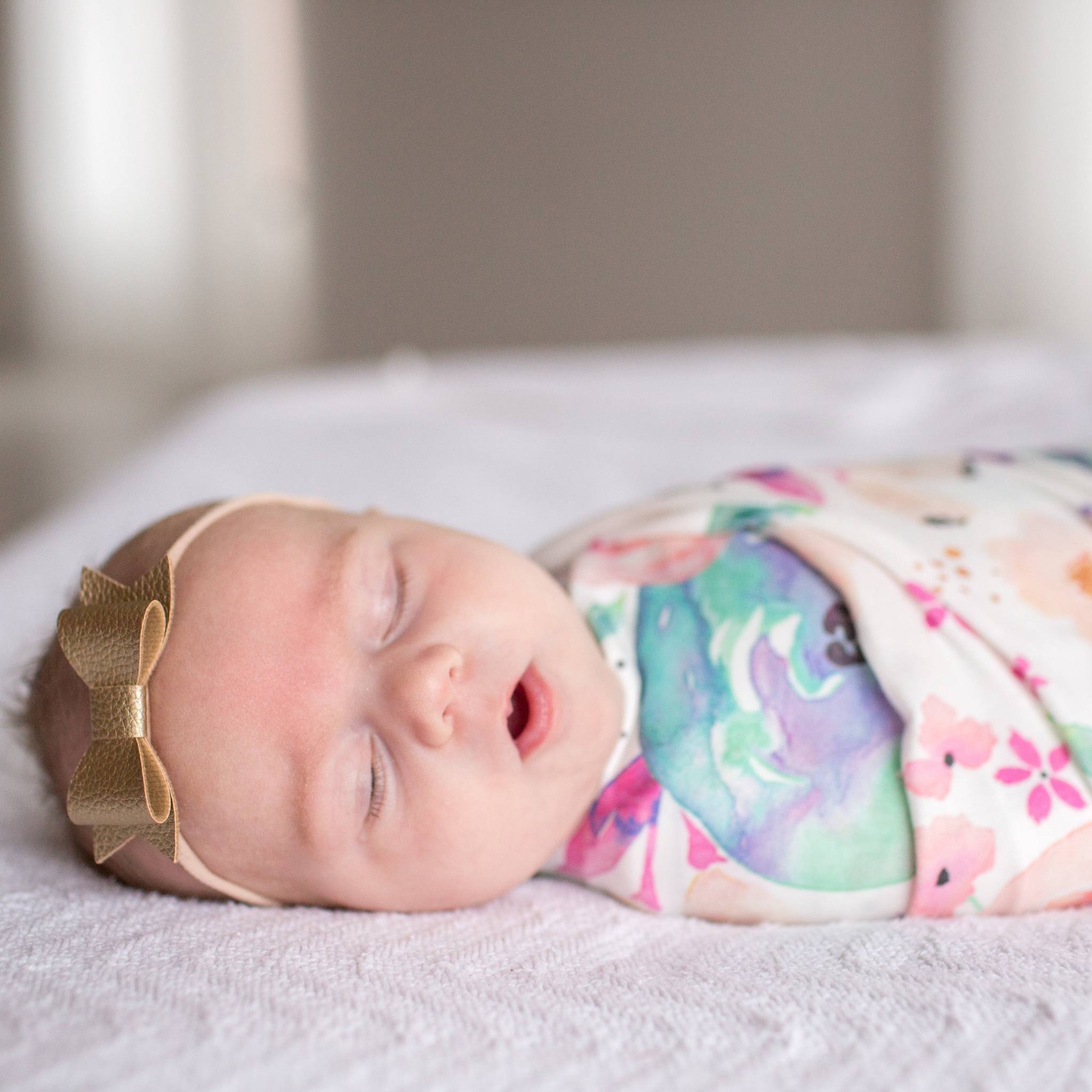 Soft Organic Cotton Knit Swaddle Blanket for Babies - Bloom Print | Perfect for Newborn Swaddling, Nursing, and Stroller Outings
