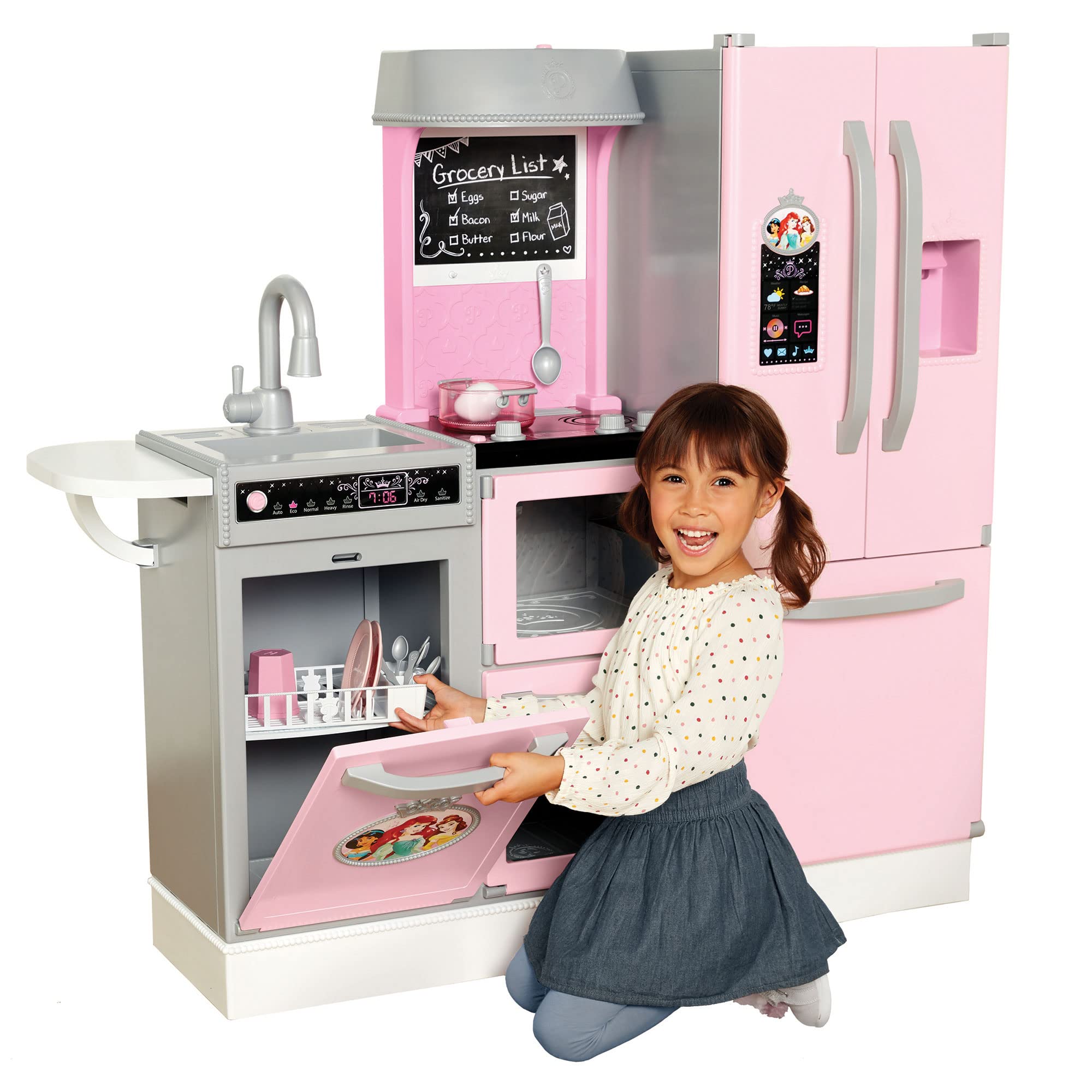 Disney Princess Style Gourmet Smart Kitchen Playset with Lights & Sounds - 20+ Accessories for Kids, Pink | Pretend Play Cooking Toy for Girls Ages 3-6 | Birthday Gift Idea & Interactive Role Play Kitchen Set