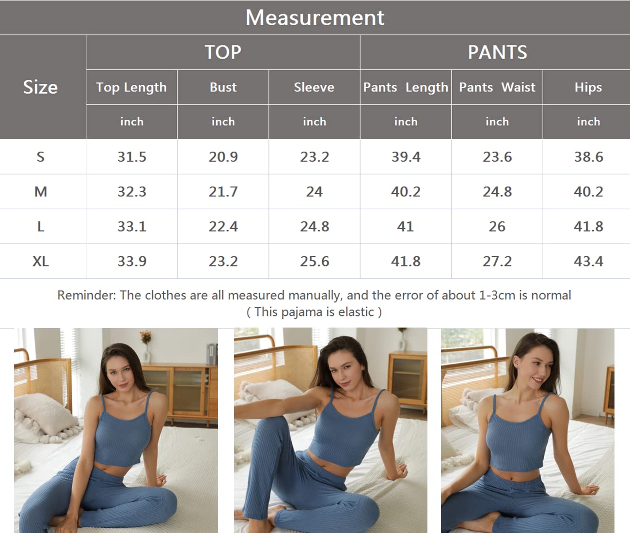 MATERUIEYES Women's Waffle Knit Pajama Set - Long Sleeve Solid Color Sleepwear, 3-Piece Comfortable Loungewear for Home, Nighttime & Relaxation