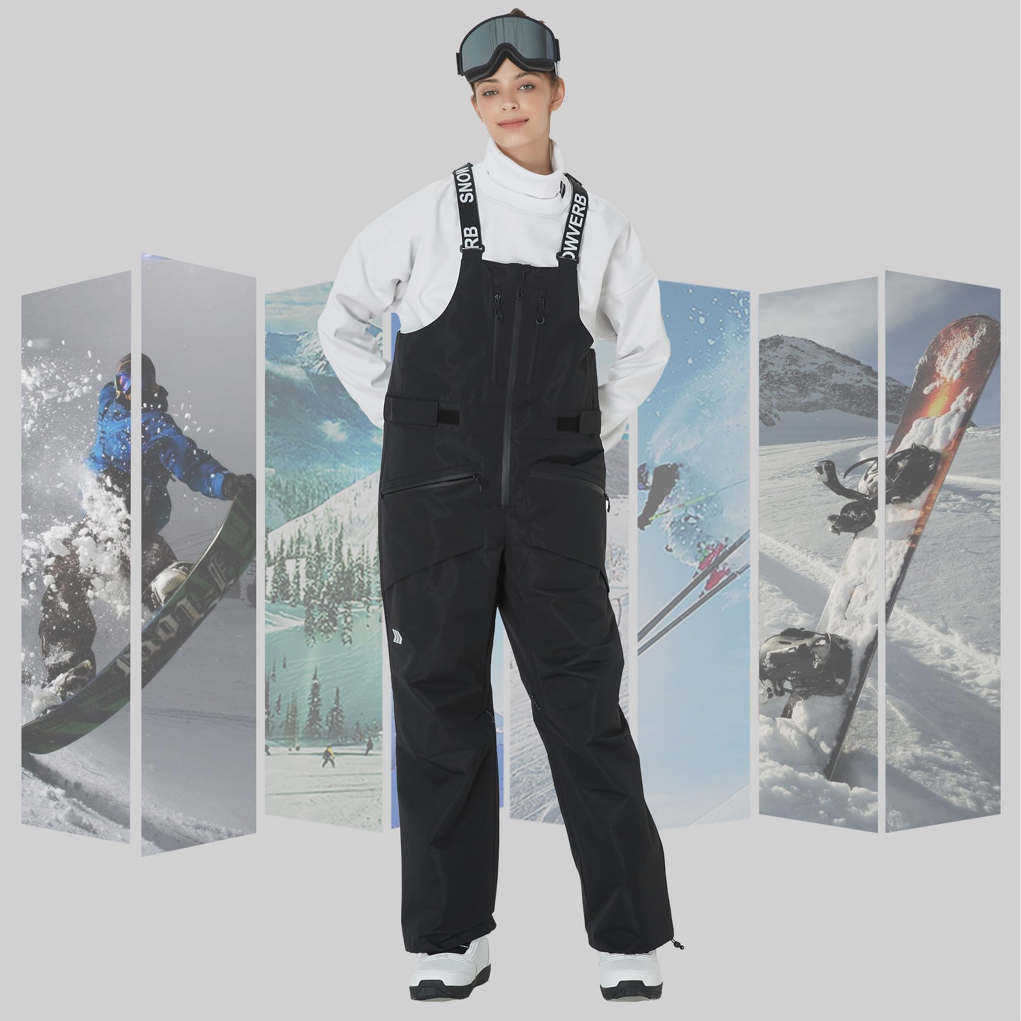 Waterproof Adjustable Snow Overalls for Skiing & Snowboarding - Winter Sports Bib Pants with Mountain Baggy Design | Outdoor Research Streetwear for Men & Women