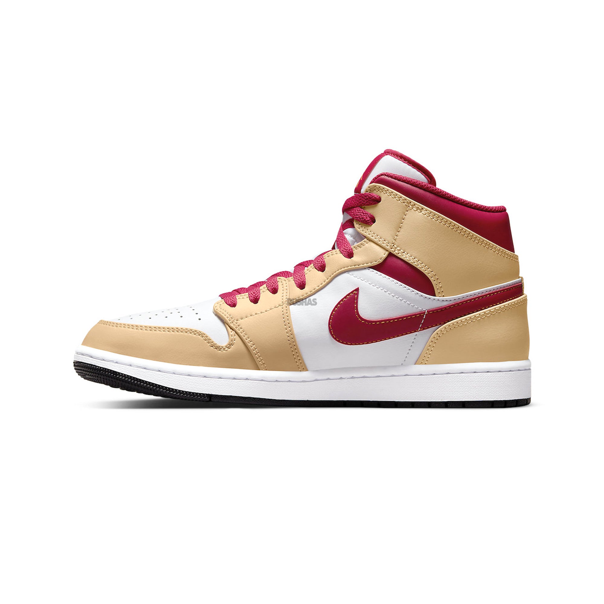 Air Jordan 1 Mid 'Beige White Red' Sneakers for Men (2022 Release) - Retro Basketball Shoes for Casual Wear & Street Style