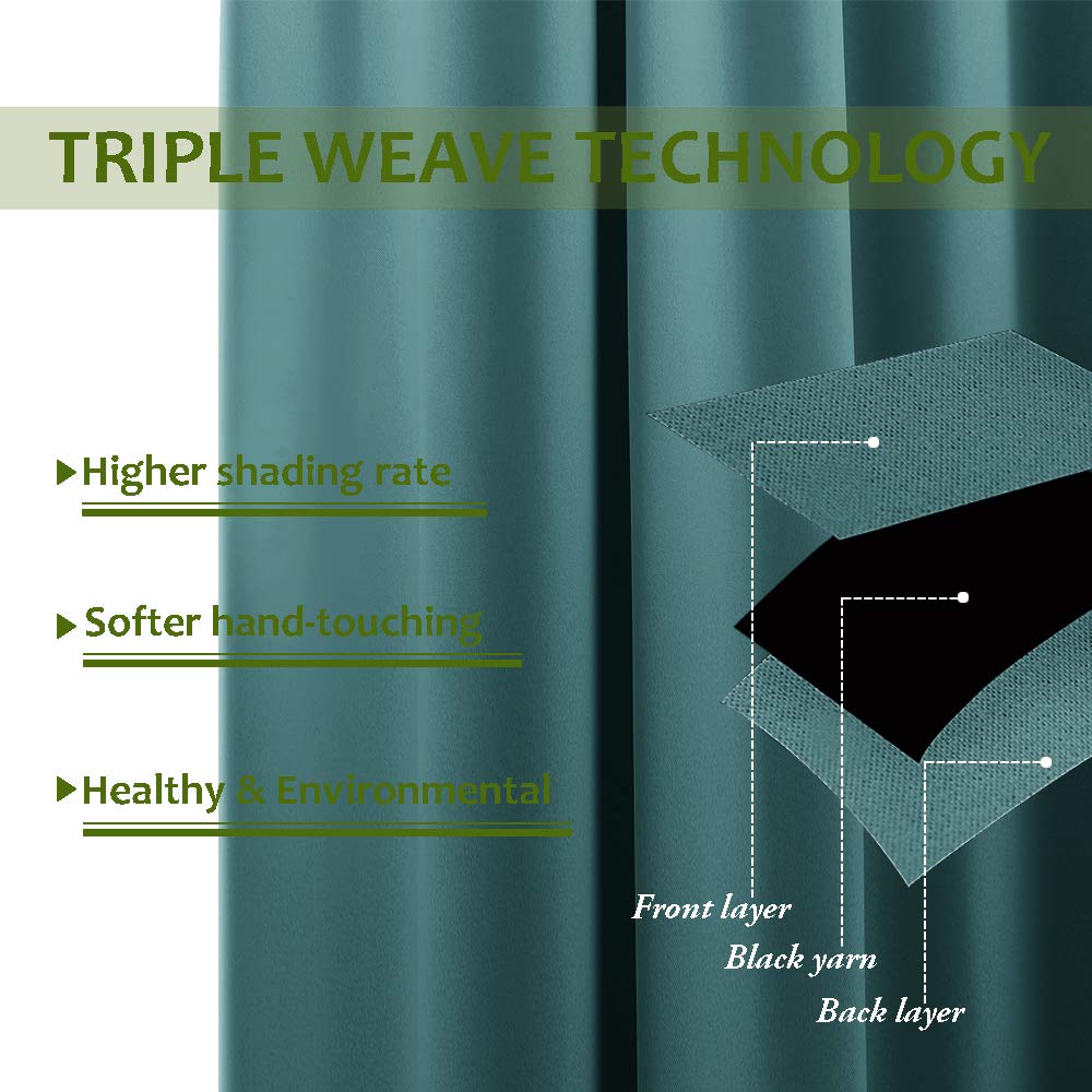 Blackout Double Pinch Pleated Extra Wide Curtains 72x96 Inches - Thermal Insulated Room Darkening Drapes for Living Room, Bedroom & Patio Sliding Doors (Seafoam Green Solid, 1 Panel) - Perfect for Home Theater, Nursery & Light Control
