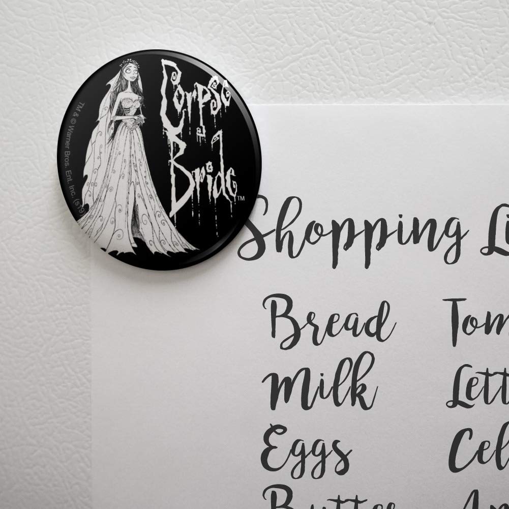 Corpse Bride Logo & Silhouette Fridge Magnets - Gothic Kitchen Decor for Refrigerators, Lockers & Whiteboards - Perfect for Halloween, Movie Nights & Tim Burton Fans