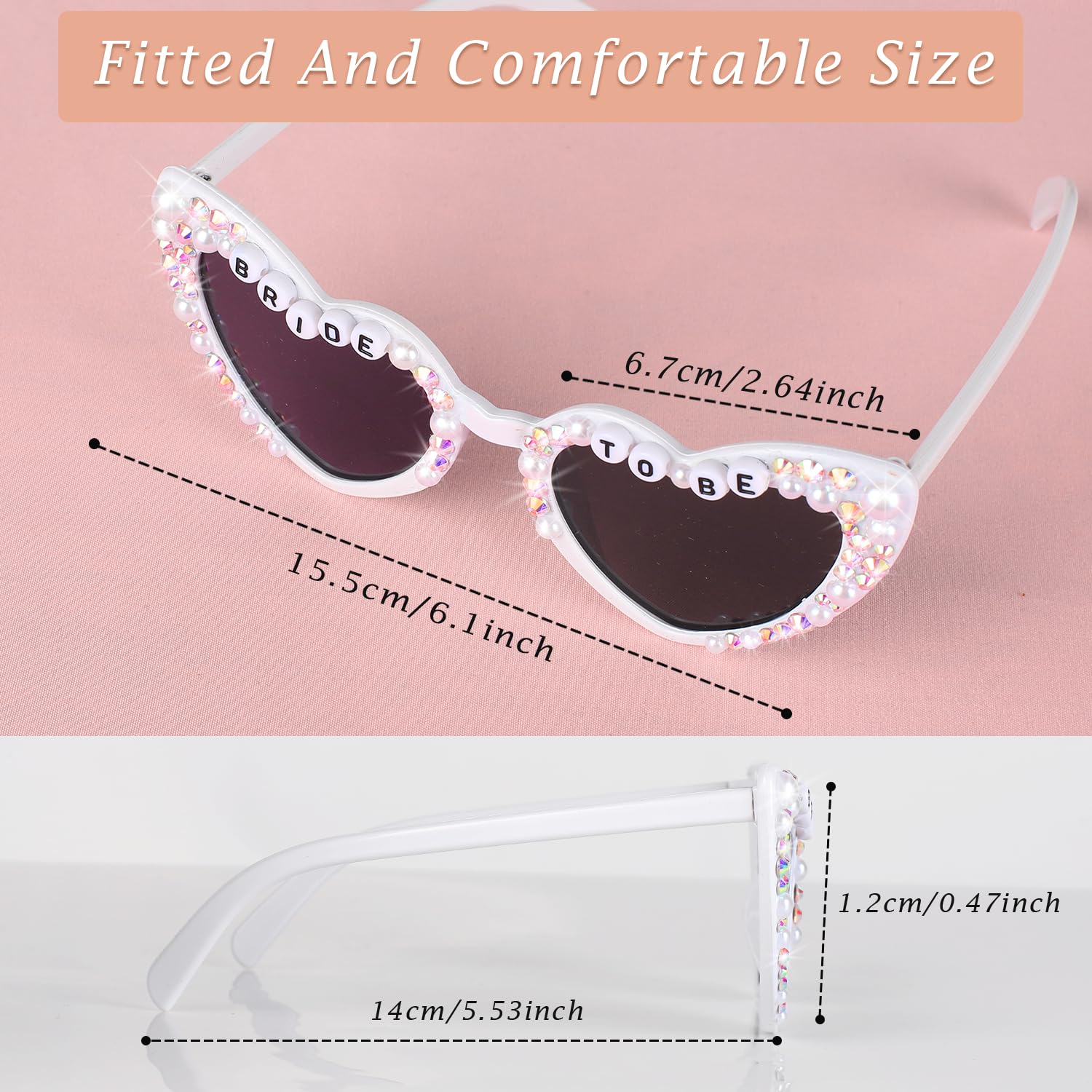 Bachelorette Party Sunglasses for Bride - White Heart-Shaped Bridal Sunglasses | Perfect Bachelorette Party Gifts & Wedding Accessories | Great for Bridal Showers, Wedding Photos & Beach Getaways