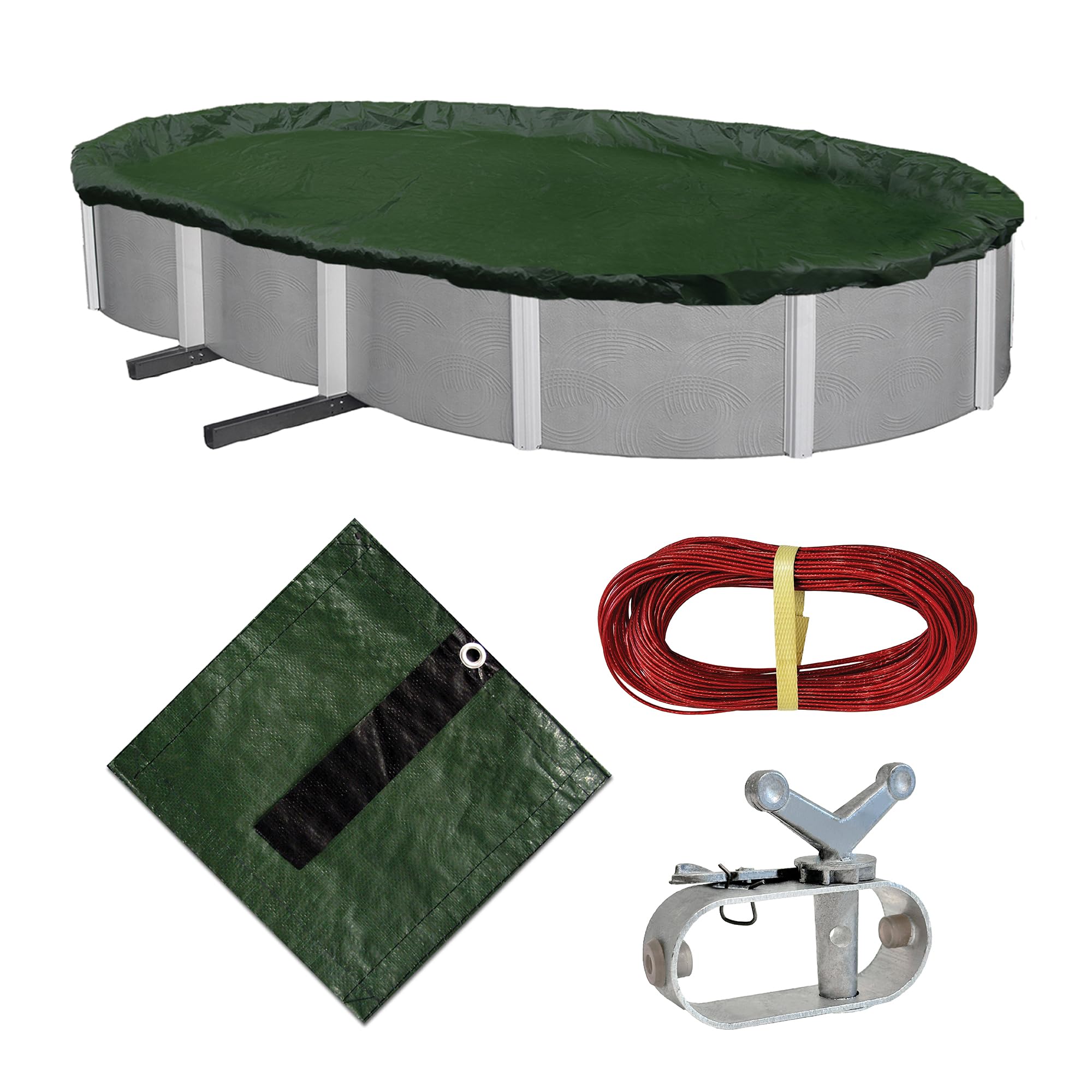 Blue Wave BWC836 Silver 12-Year 21ft x 41ft Oval Above Ground Pool Winter Cover - Heavy Duty Waterproof Protection for Inground & Outdoor Pools - Perfect for Winter Storage & Seasonal Pool Maintenance
