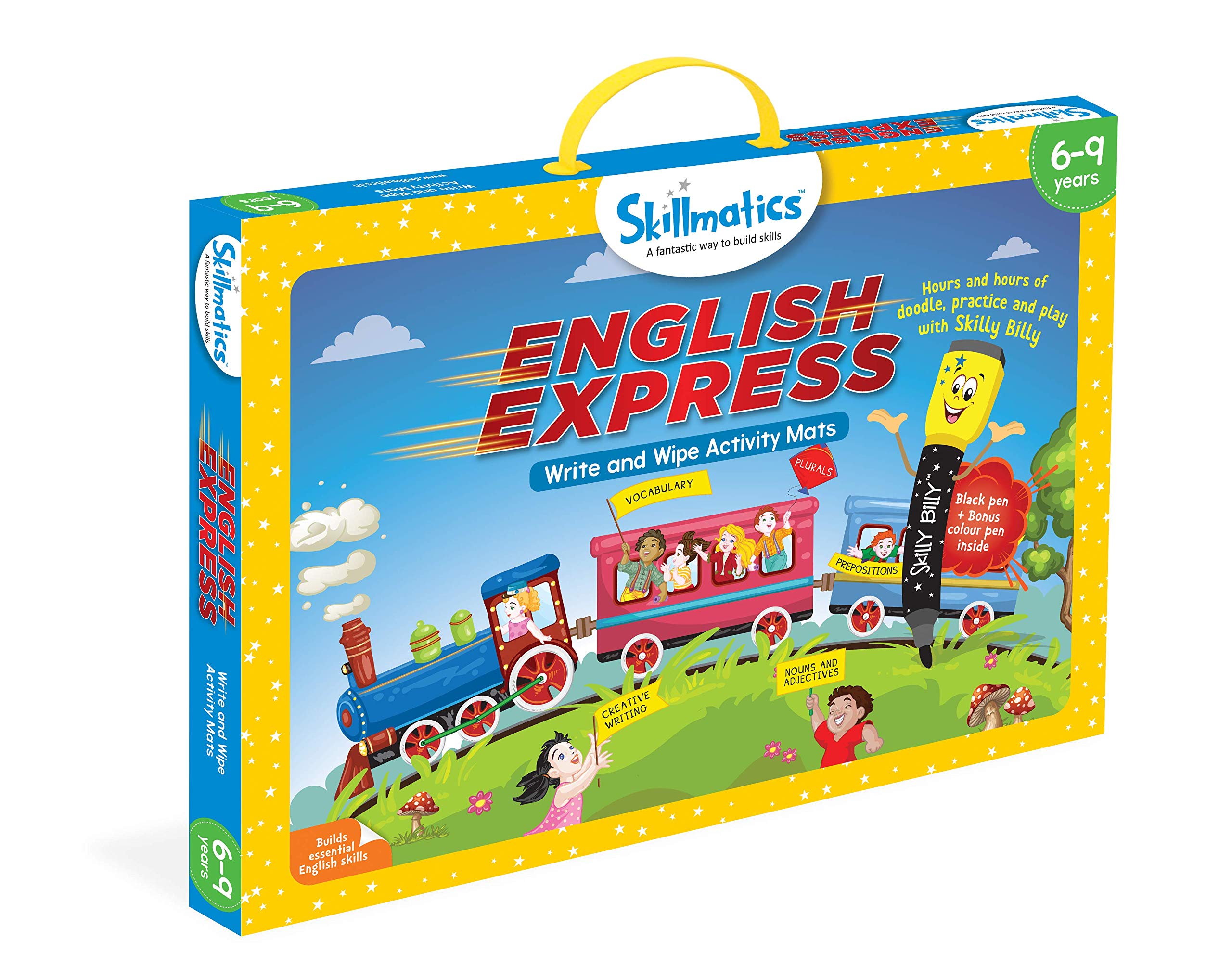 Skillmatics English Express Educational Game - Reusable Activity Mats with 2 Dry Erase Markers | Fun Learning Tools for Kids Ages 6-9 | Perfect for Homeschooling & Classroom Activities