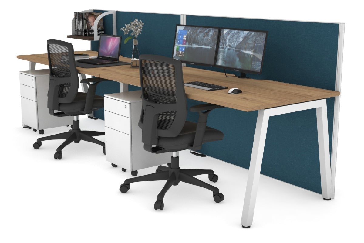Horizon Quadro 2 Person Standing Desk with Cable Management - 1400L x 800W Adjustable Height Workstation for Office & Home Use | Perfect for Shared Workspaces & Collaborative Environments